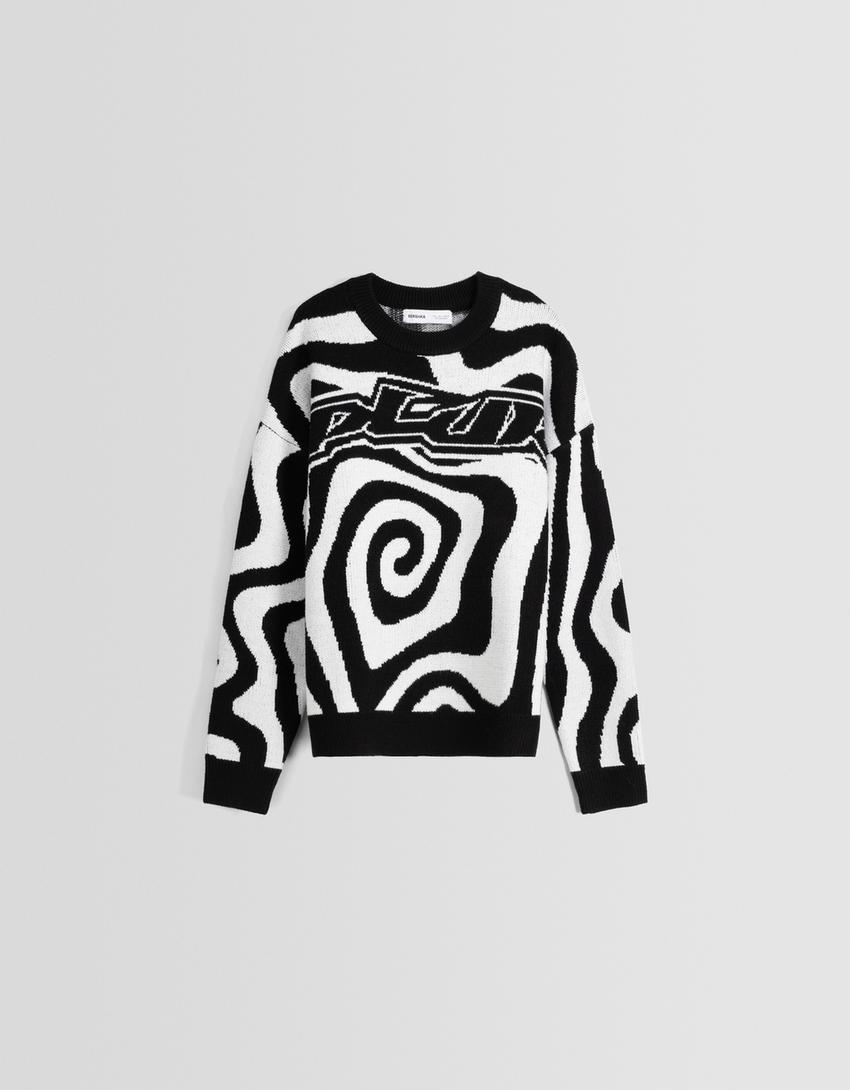 سويتر بطبعة-أبيض / أسود-4