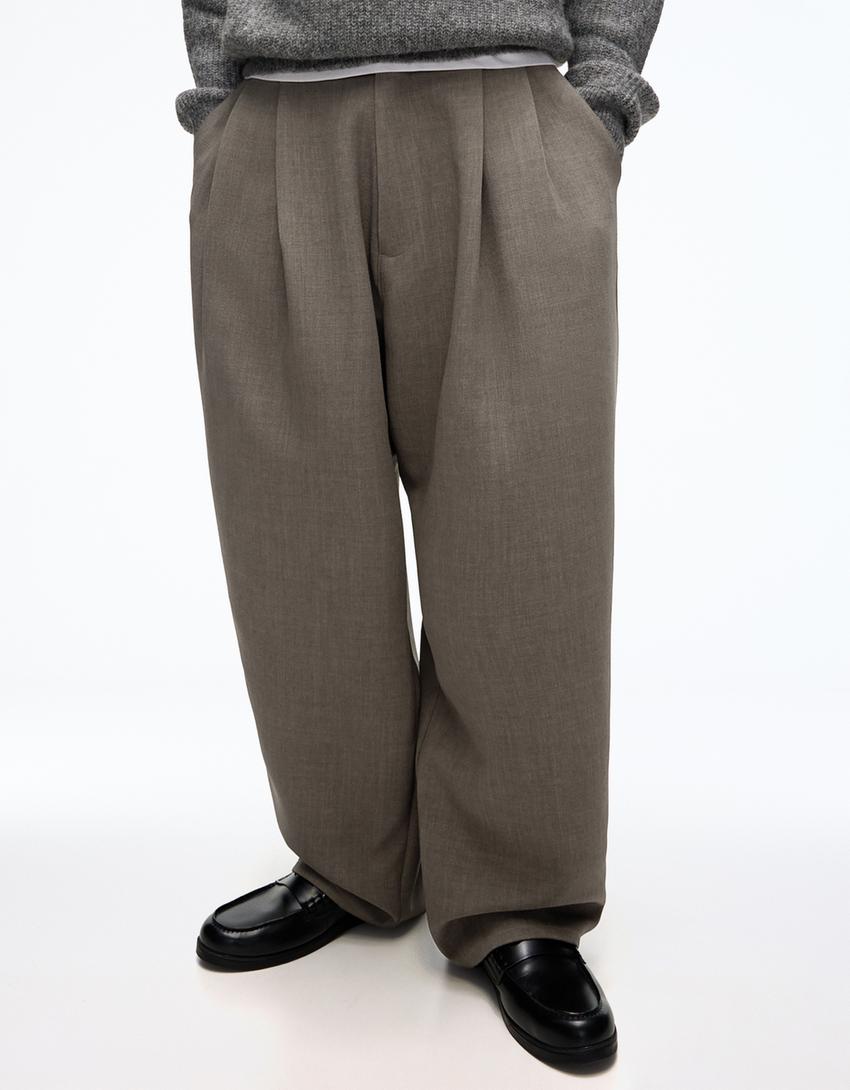 Super baggy fit tailored pantolon-Haki