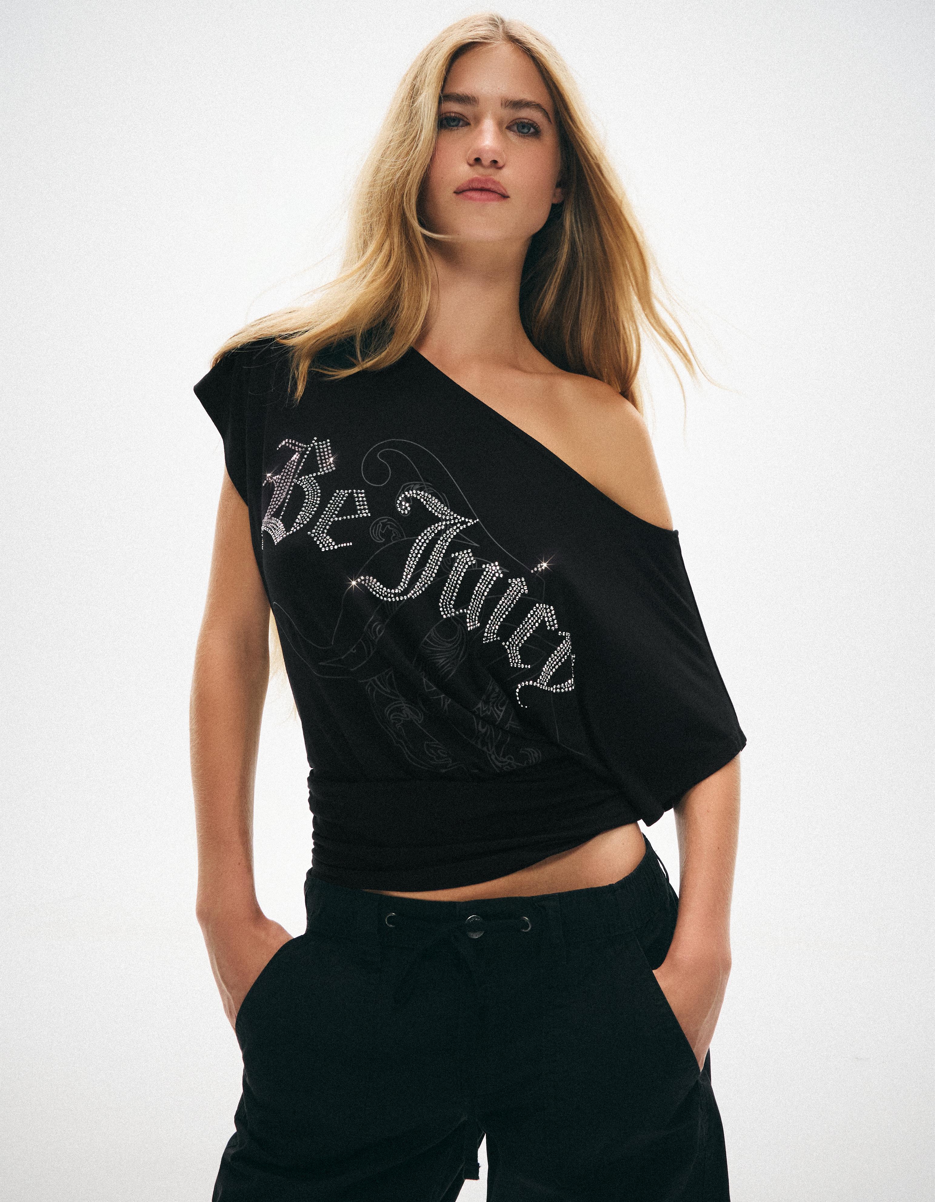 Bershka Koszulka Z Krótkim Rękawem Juicy Couture X Bershka Kobieta Czarny