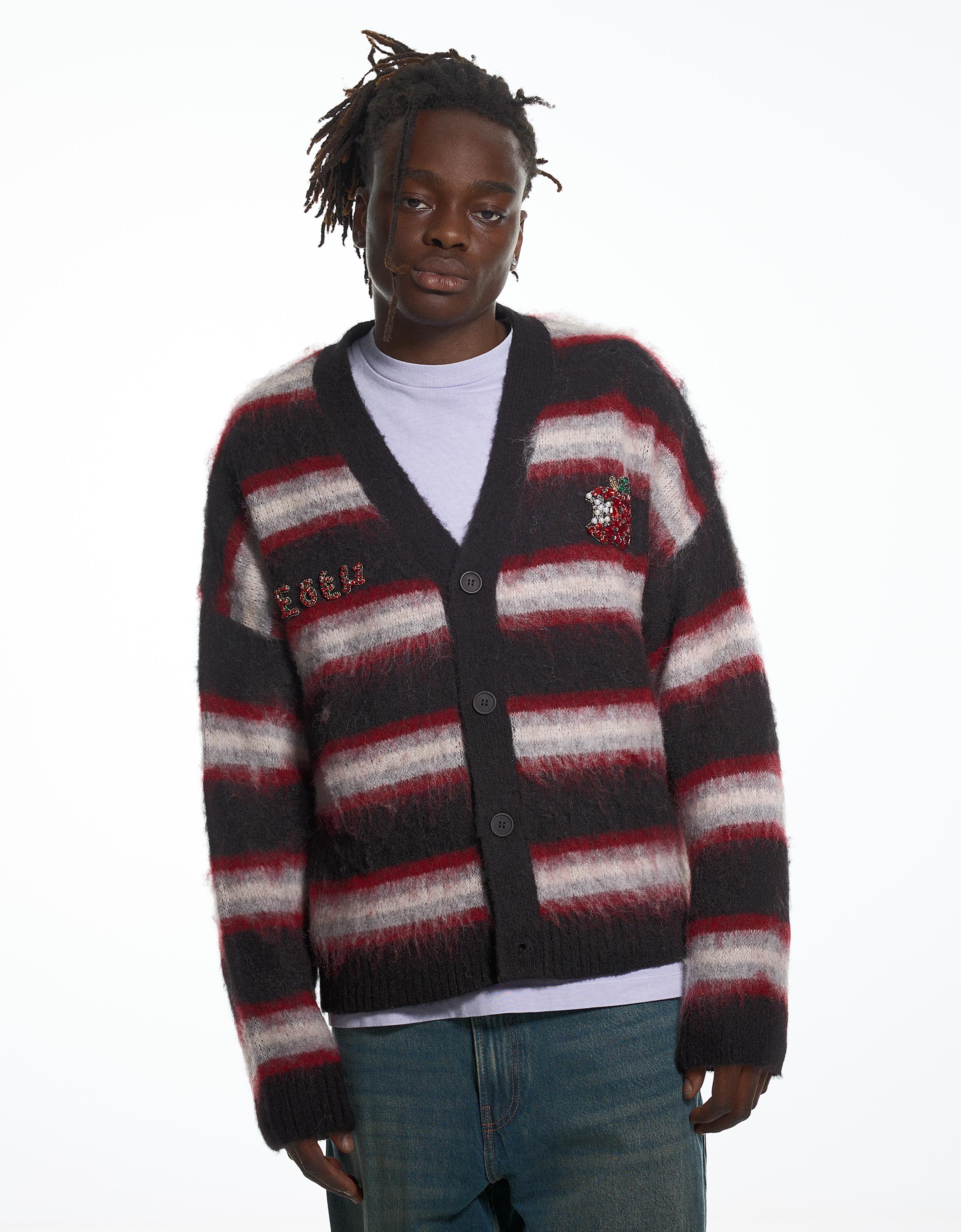 Bershka Kardigan W Paski Ze Zdobieniami Aries X Bershka Mężczyzna Czarny