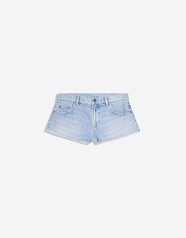 Frayed hem denim mini shorts — Light blue 4