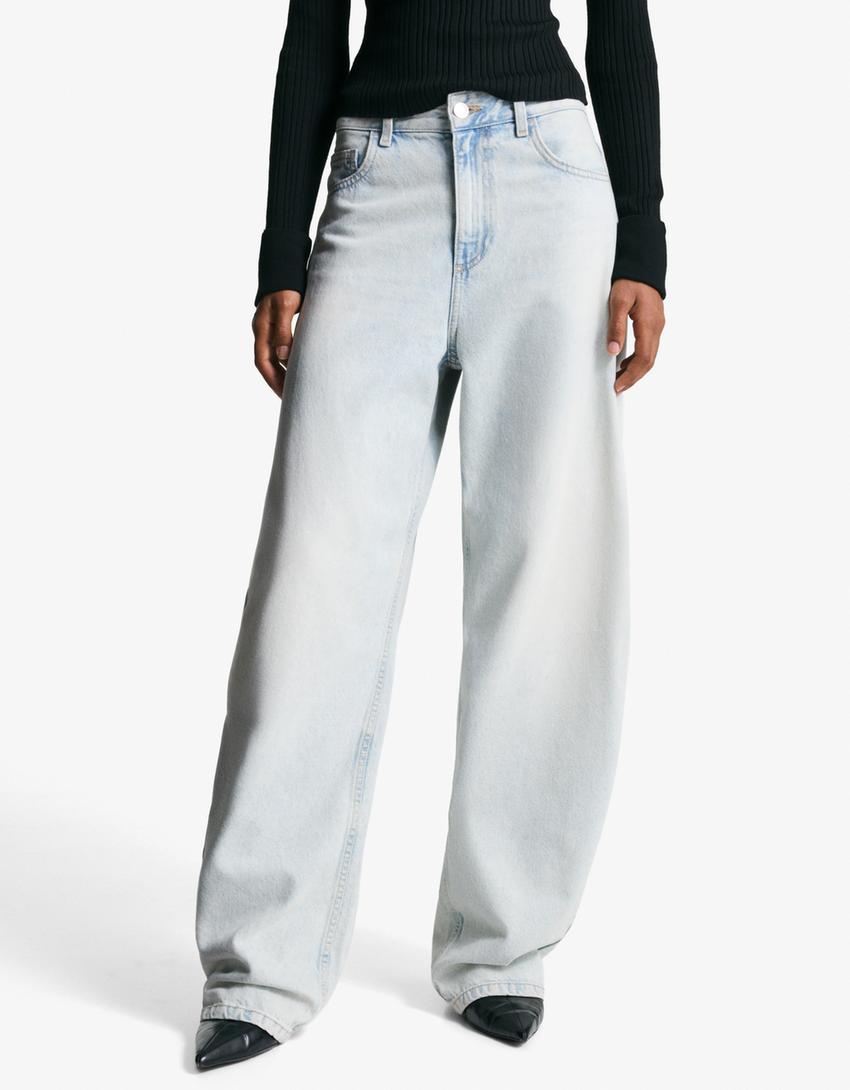Jean barrel wide leg-Bleu lavé-2