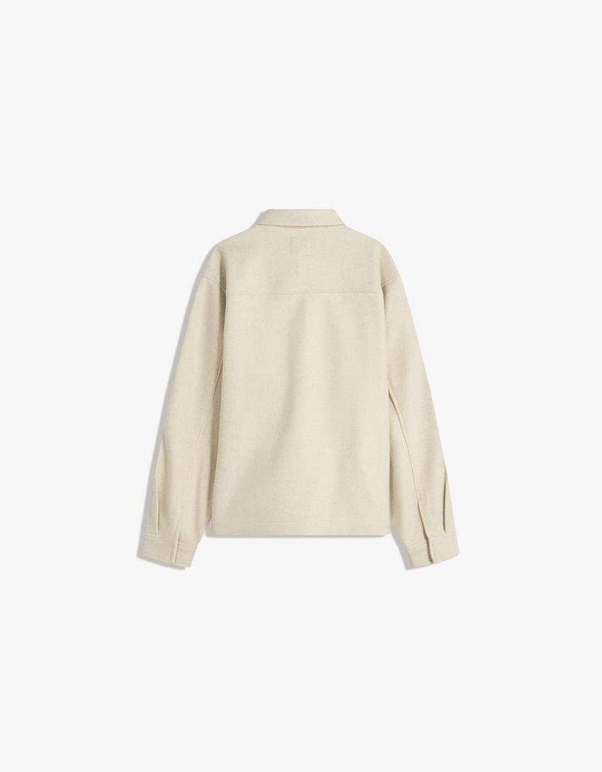Flanel boxy fit gömlek ceket-Kum rengi-6