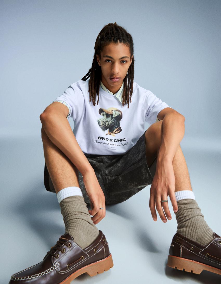 Short sleeve T-shirt with print-Off white-3