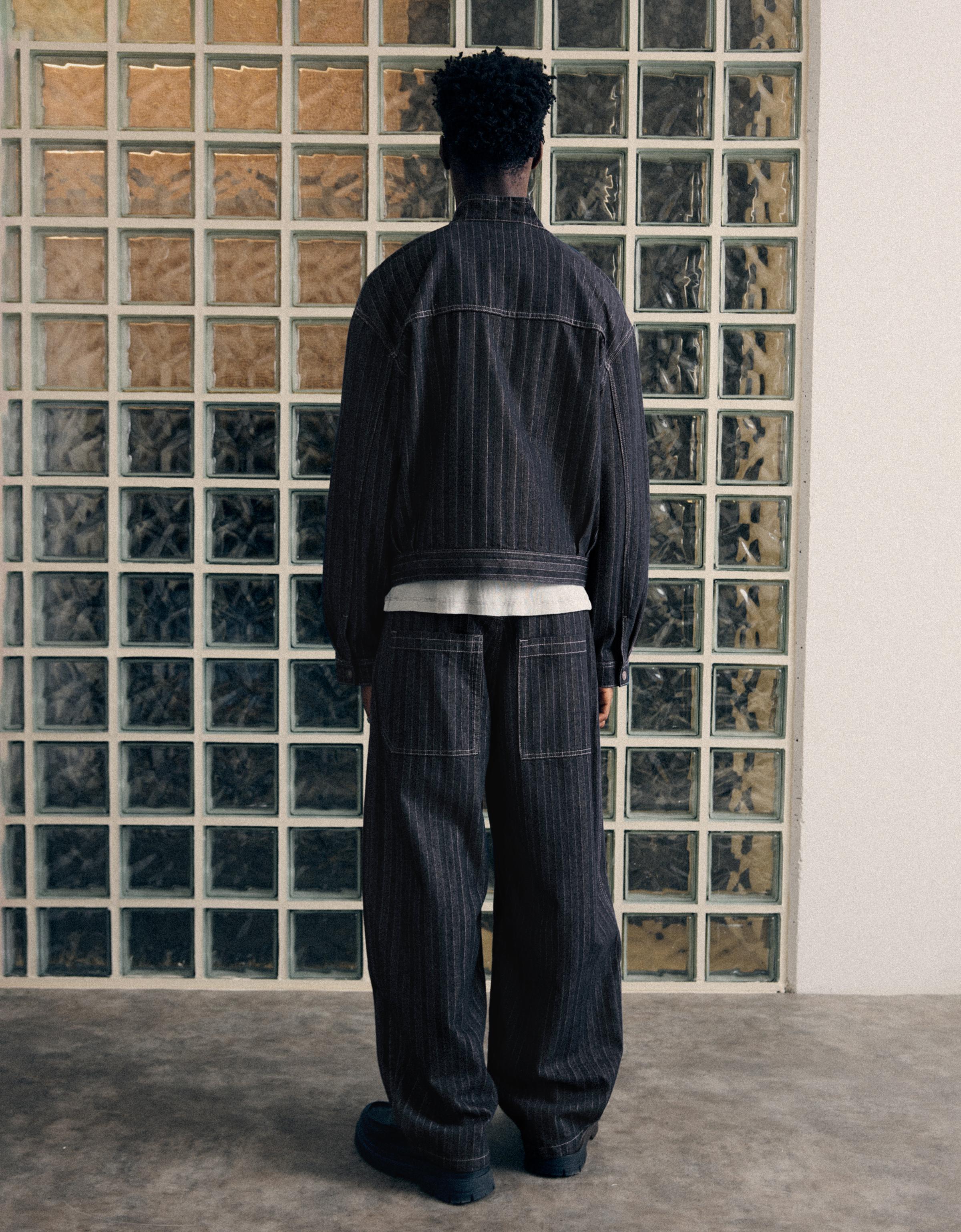 Textured clasp jacket — Navy