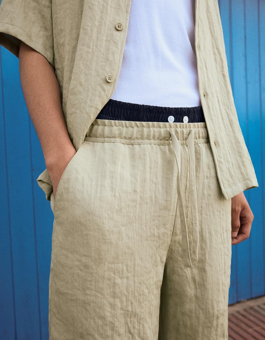 Rustic jogger Bermuda shorts-Green