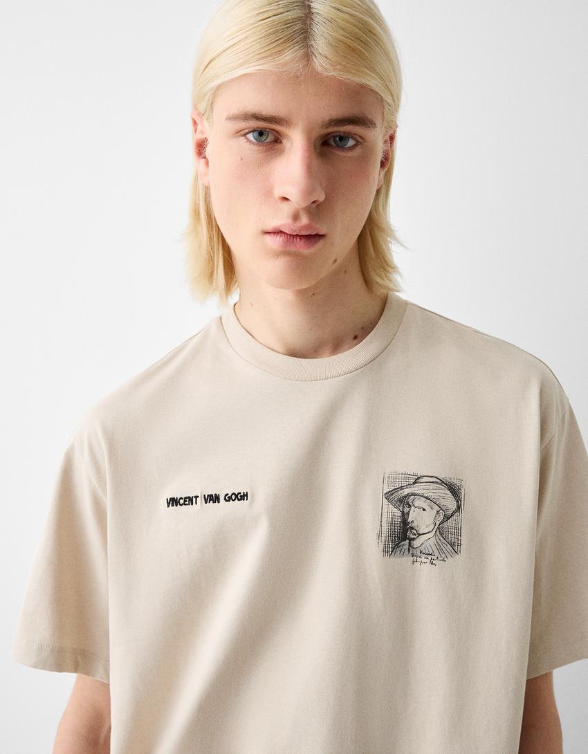T-shirt Vincent van Gogh manches courtes imprimé-Camel-2