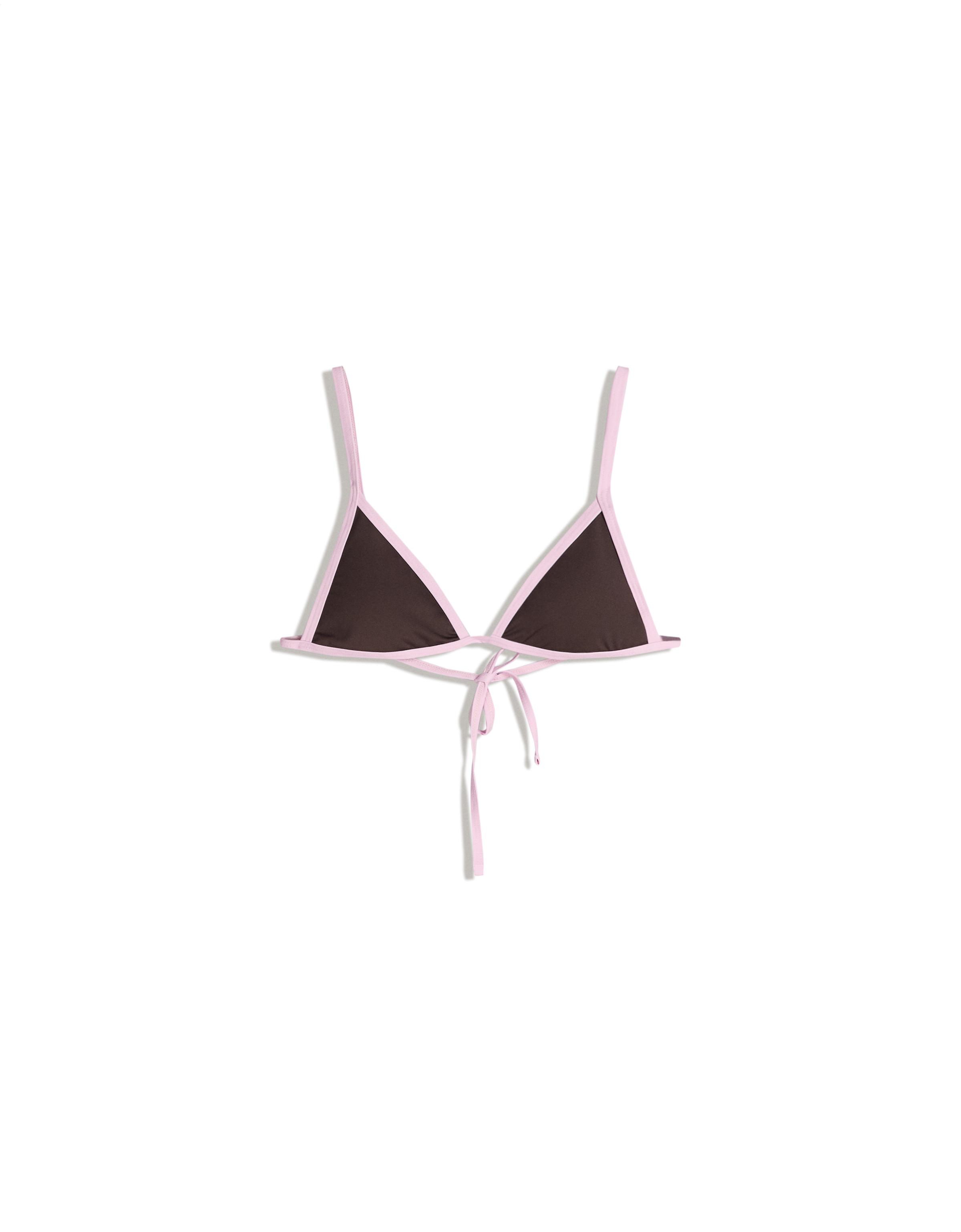 Contrast triangle bikini top — Brown