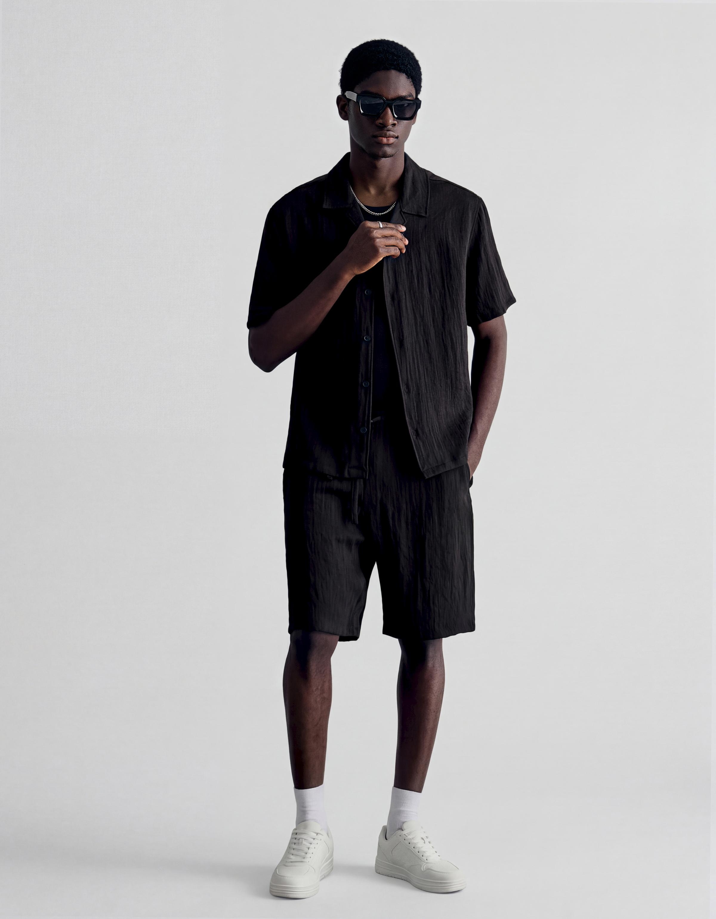 Rustic jogger Bermuda shorts — Black