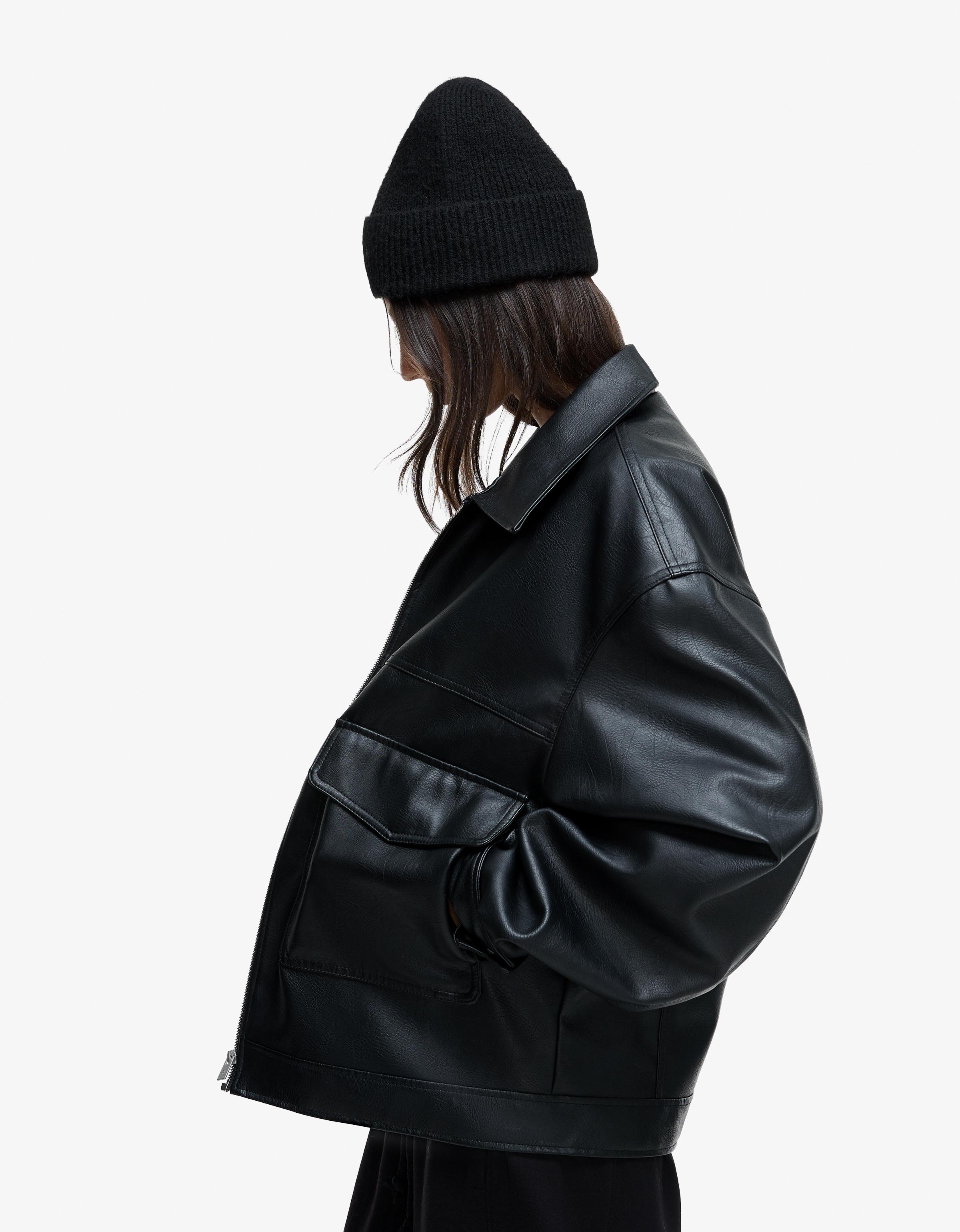 Turn-up knit beanie — Black