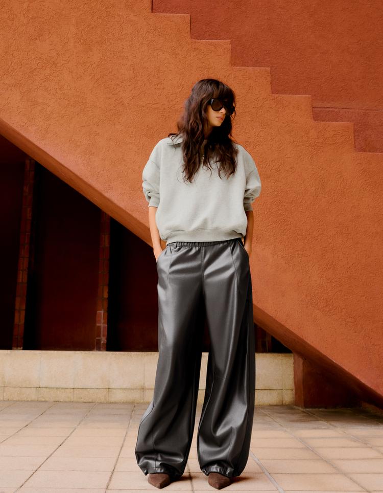 Sarouel trousers leather effect — Grey