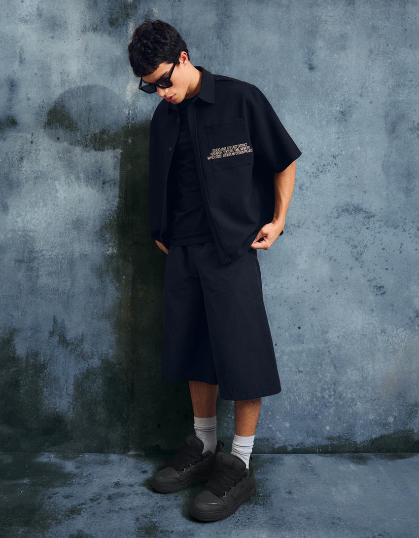 Skate-Sneaker mit dicker Sohle-Schwarz