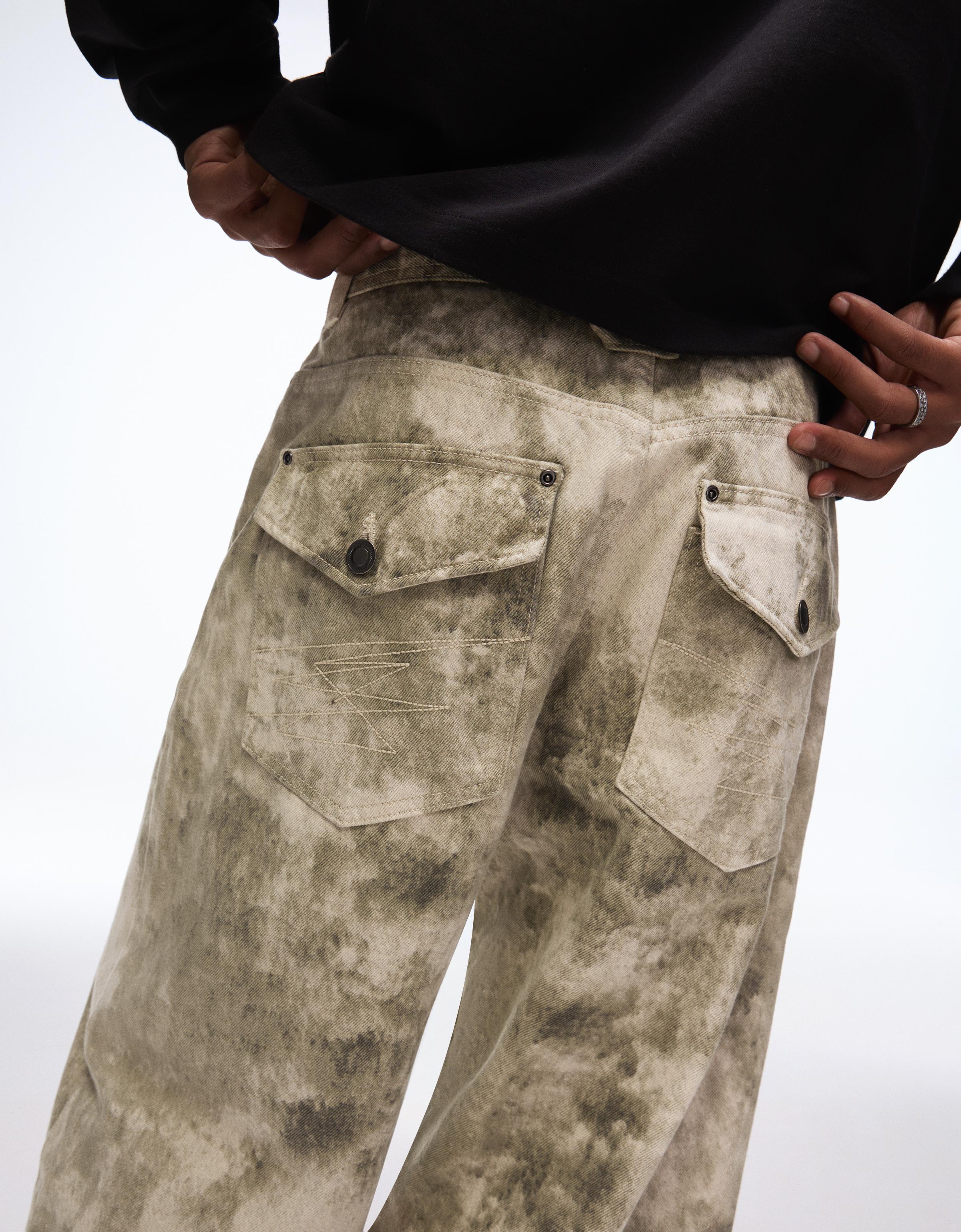 Baskılı super baggy fit pantolon - Görsel 23