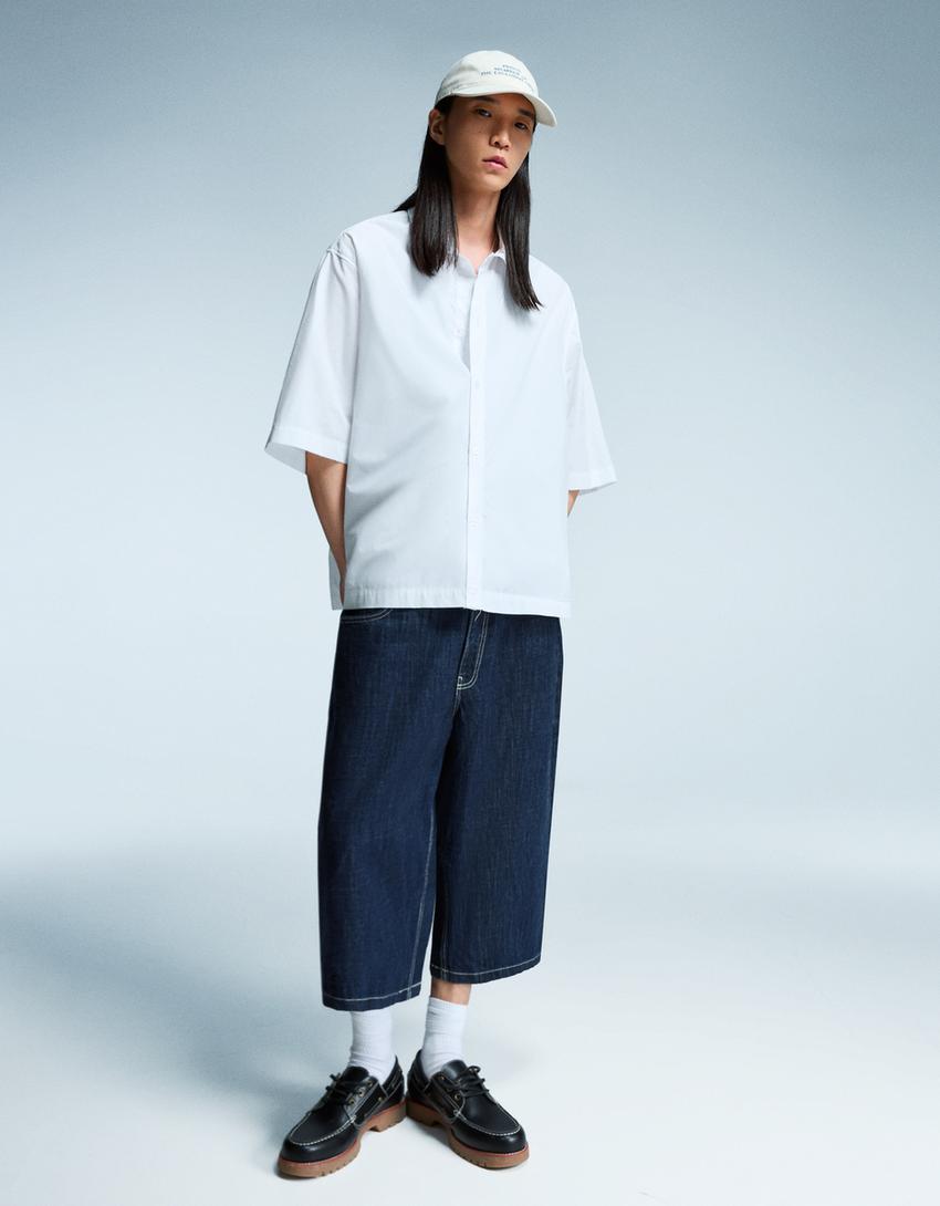 Super Baggy Denim-Jort-Bermudas-Marinenblau-3