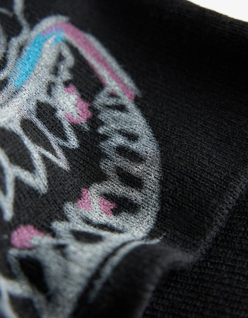 Printed beanie-Black