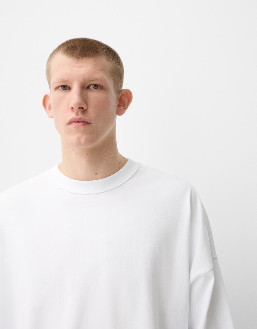 Thick long sleeve T-shirt-White-2