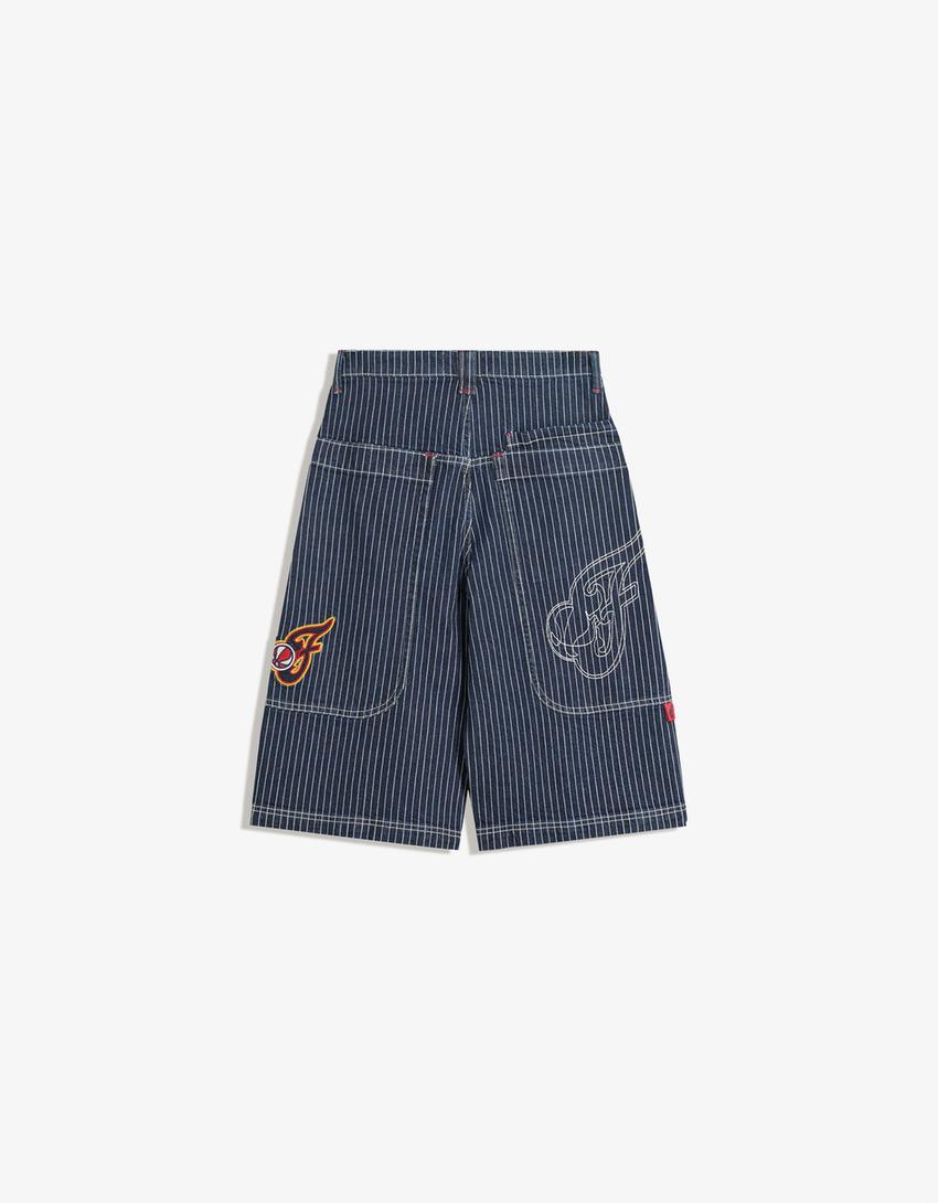 WNBA denim skater Bermuda shorts-Navy