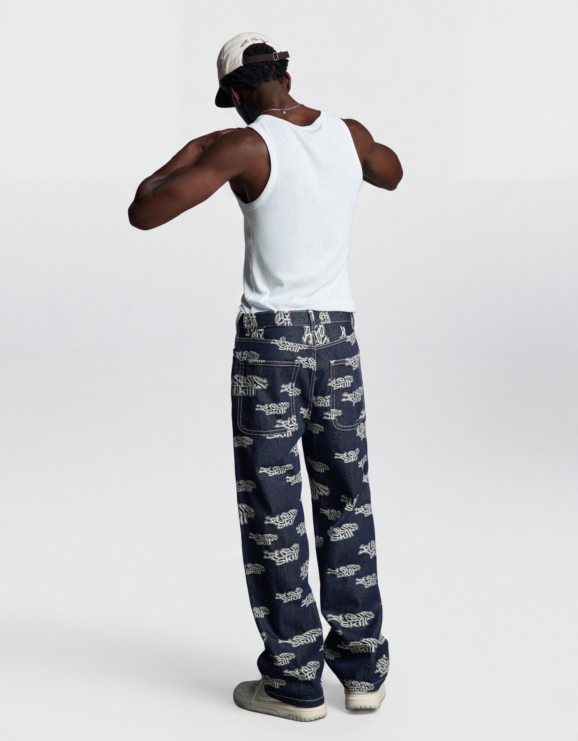 Jacquard trousers — Navy
