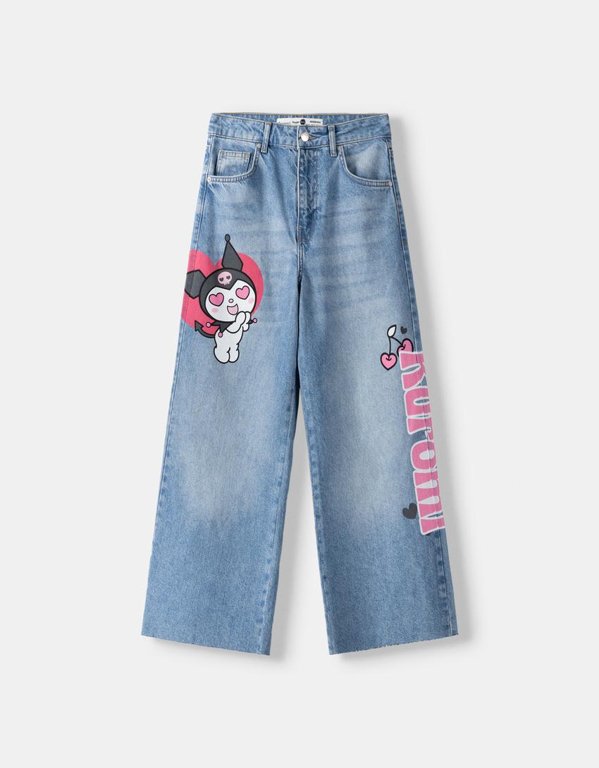 Kuromi culotte jeans-Light blue-4