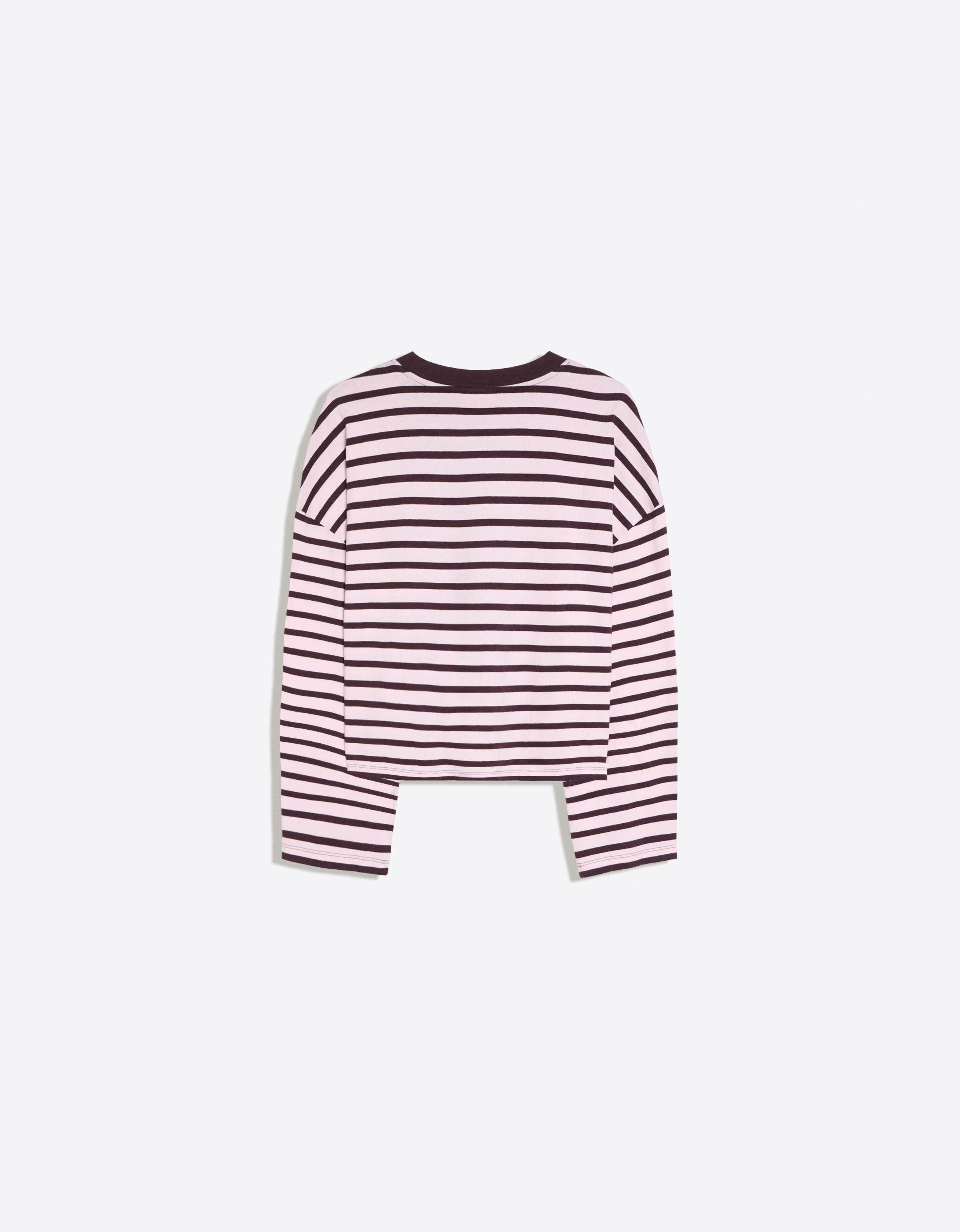 Striped boxy long sleeve T-shirt — Pink