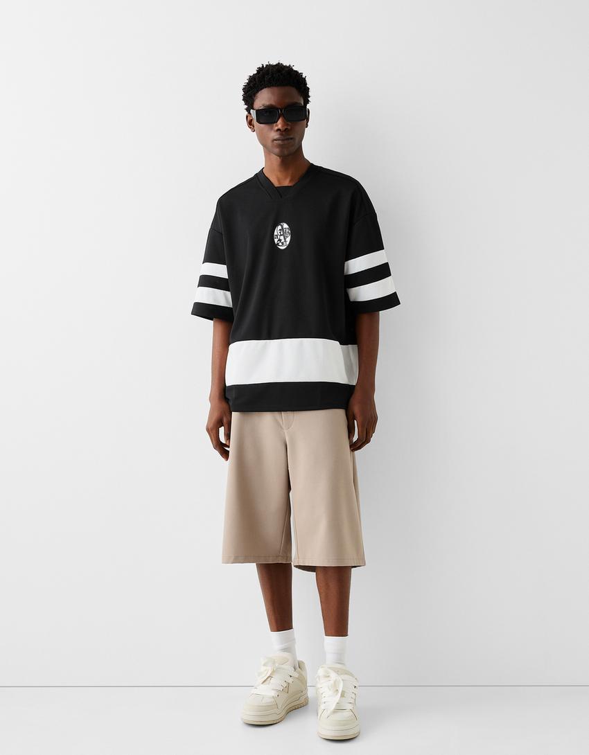 T-shirt manches courtes boxy fit sport mesh-Noir-3