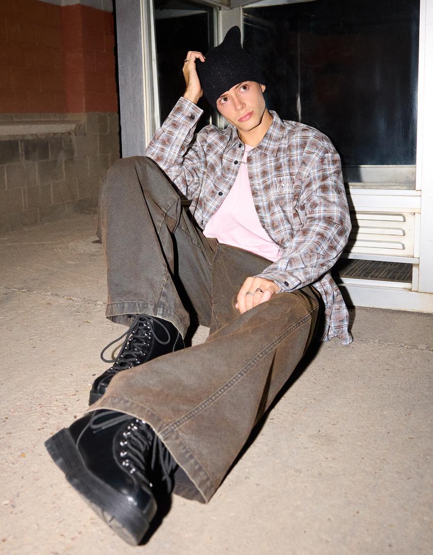 Ankle boots with metal details-BLACK