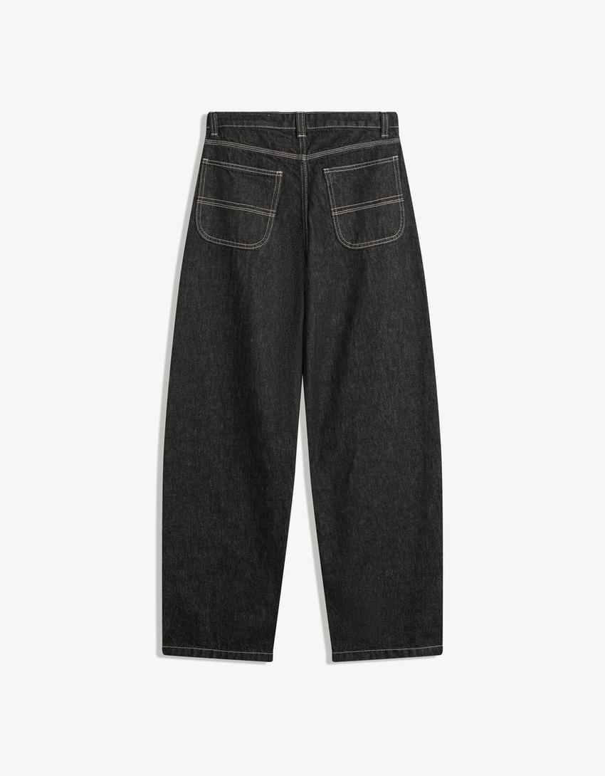 Balloon fit baggy jeans-Dark grey-4