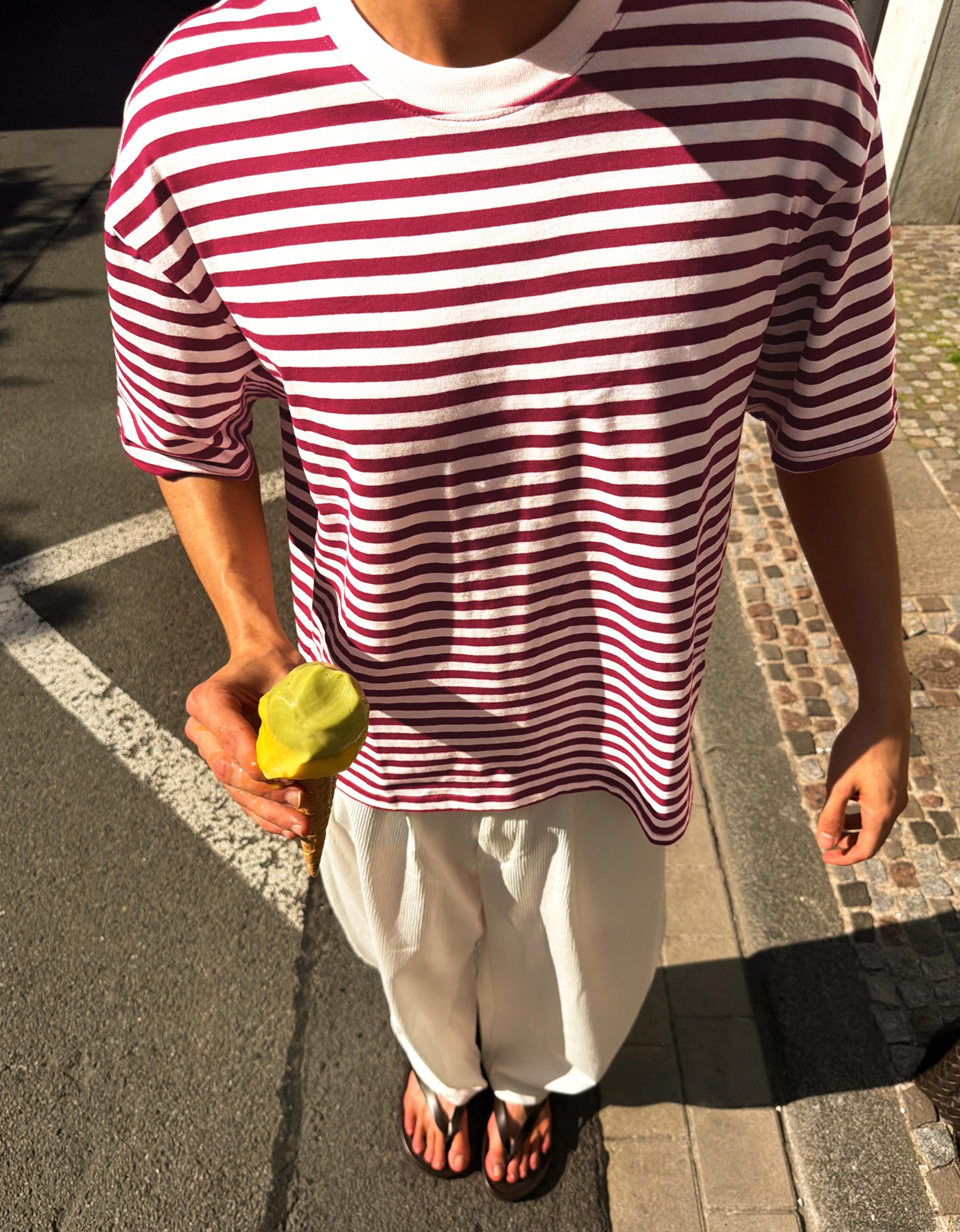 Striped relaxed fit T-shirt — Red
