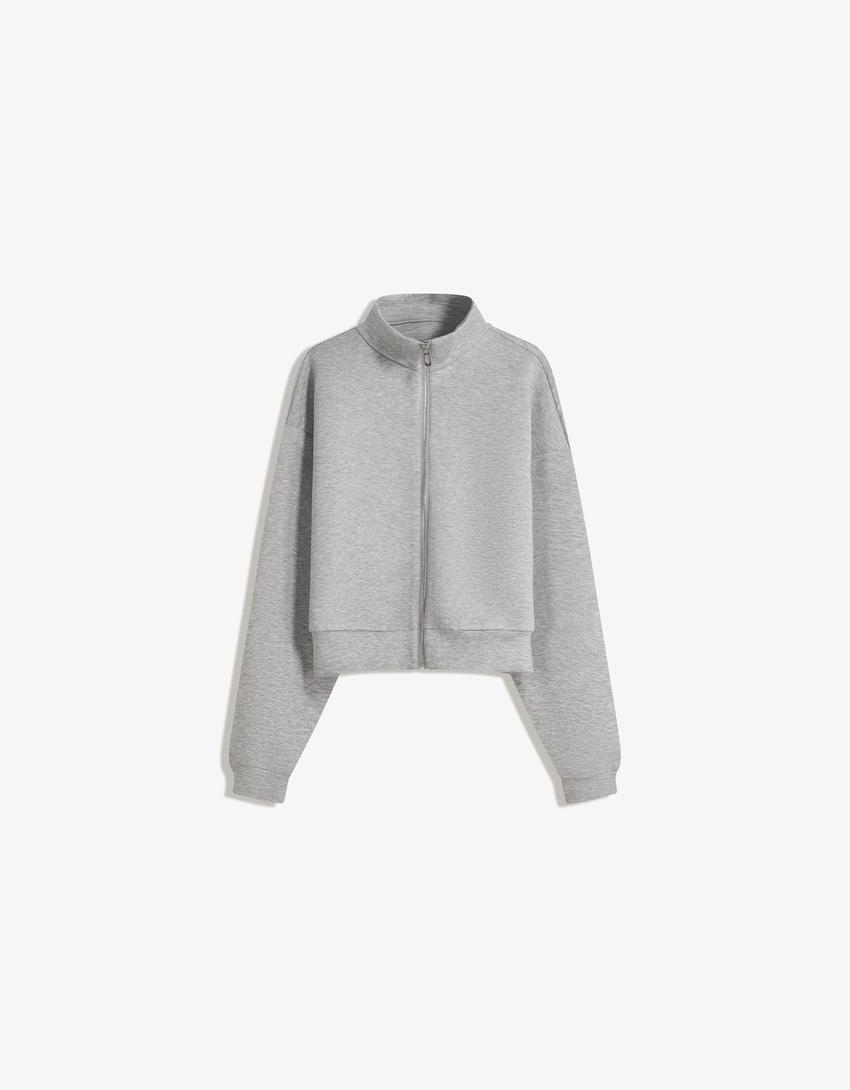 Sweatshirt mit Reißverschluss-Grau-3