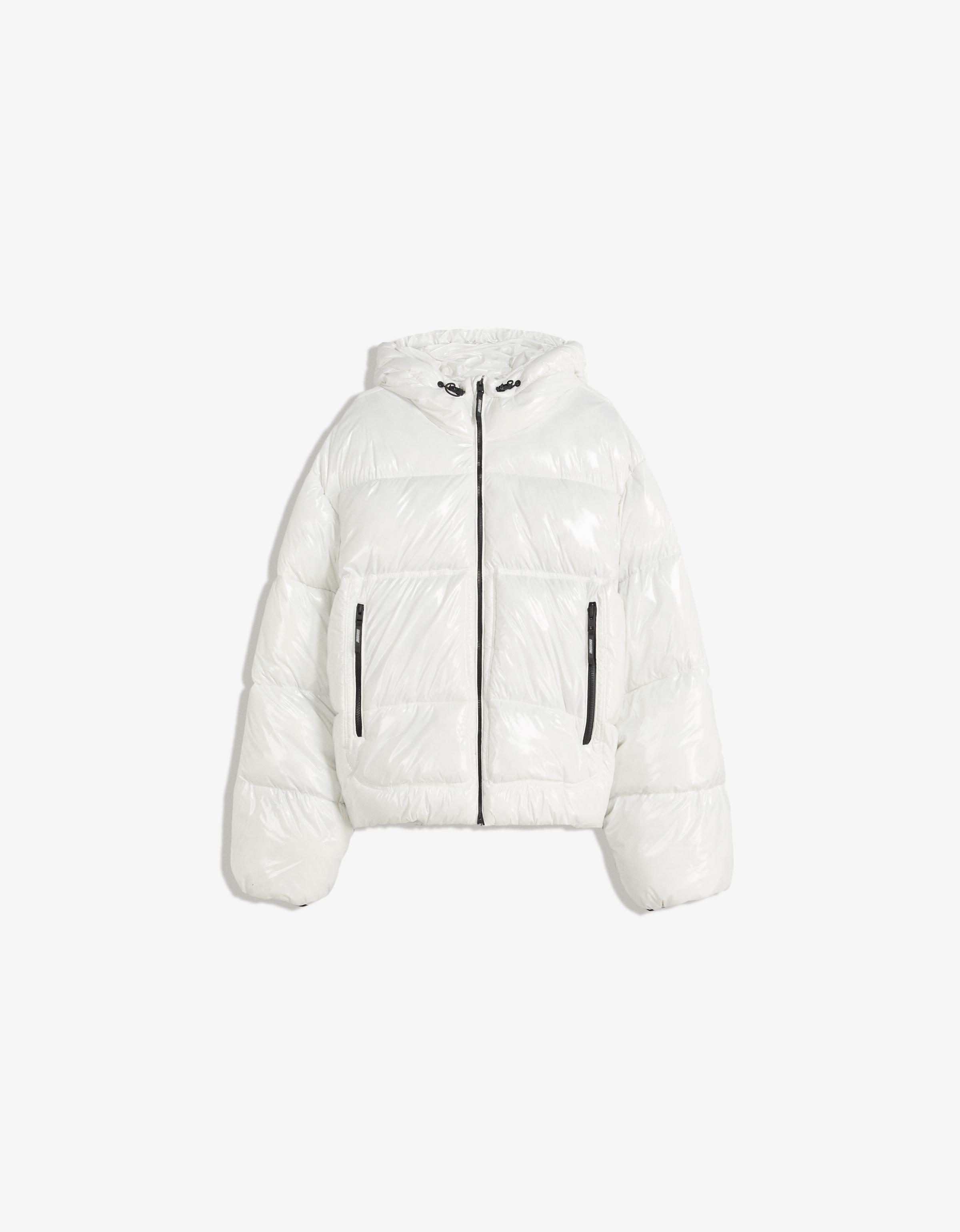 Bershka Steppjacke Mit Kapuze Herren Xl Weiss