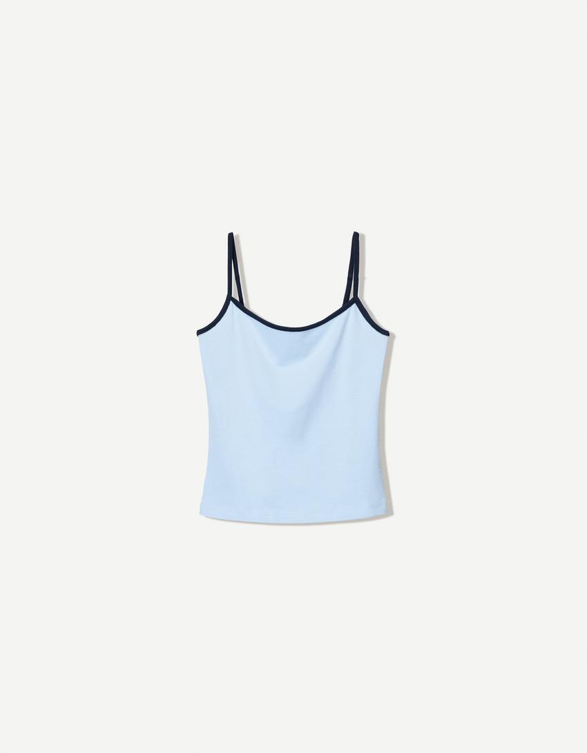 Contrast strappy top-Light blue