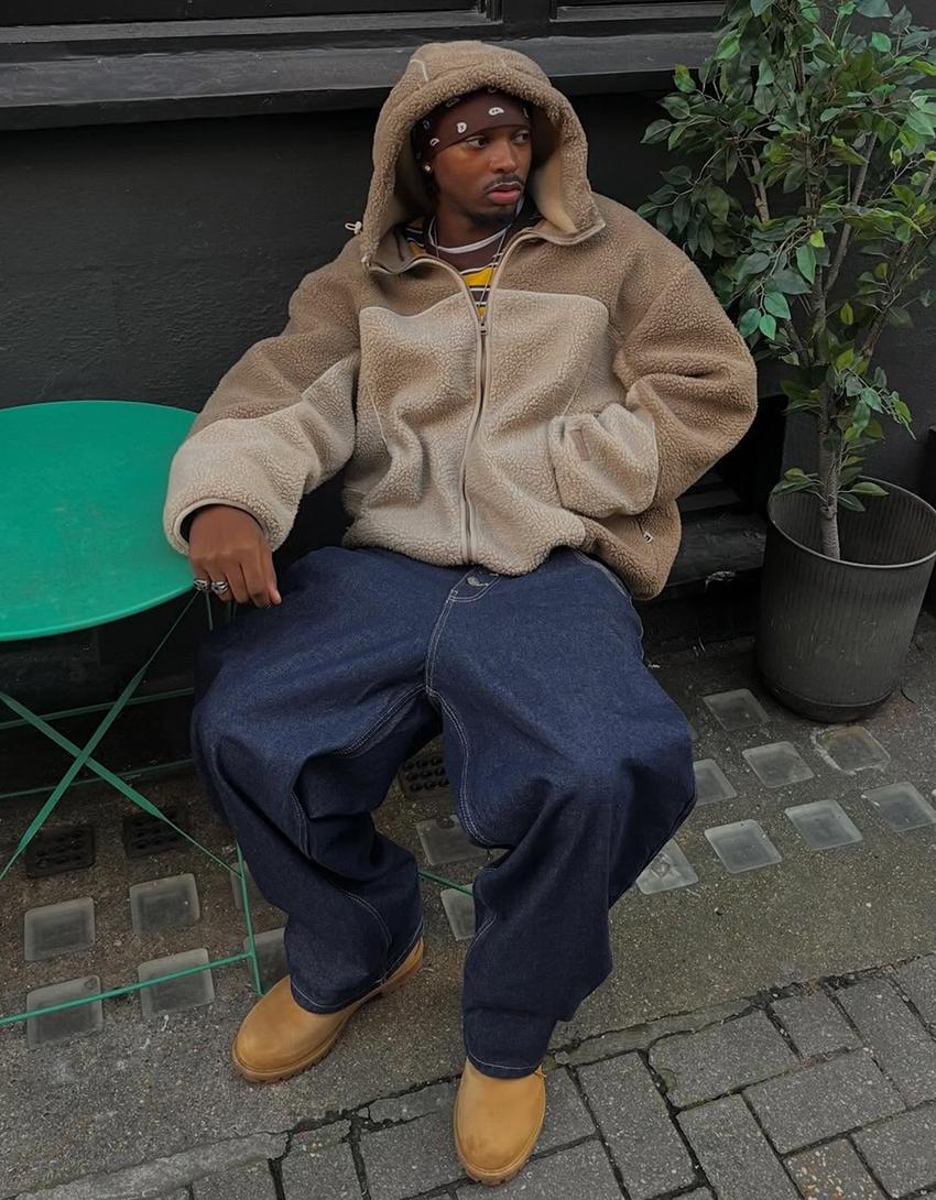 Faux shearling jacket-Camel