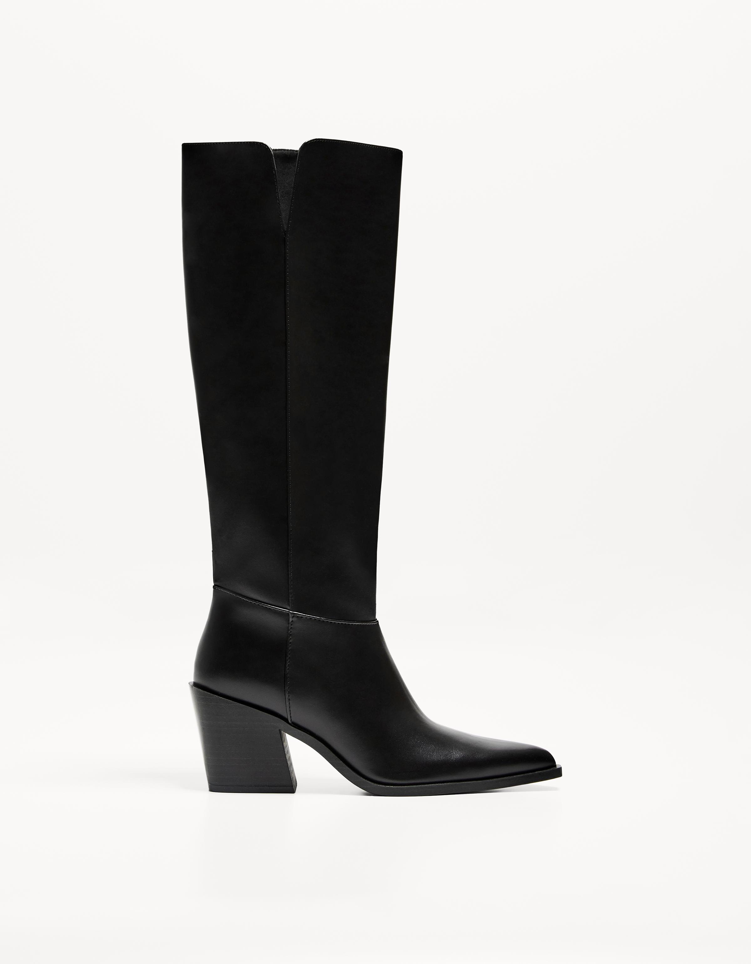 Bershka Absatzstiefel Im Cowboylook Damen 39 Schwarz