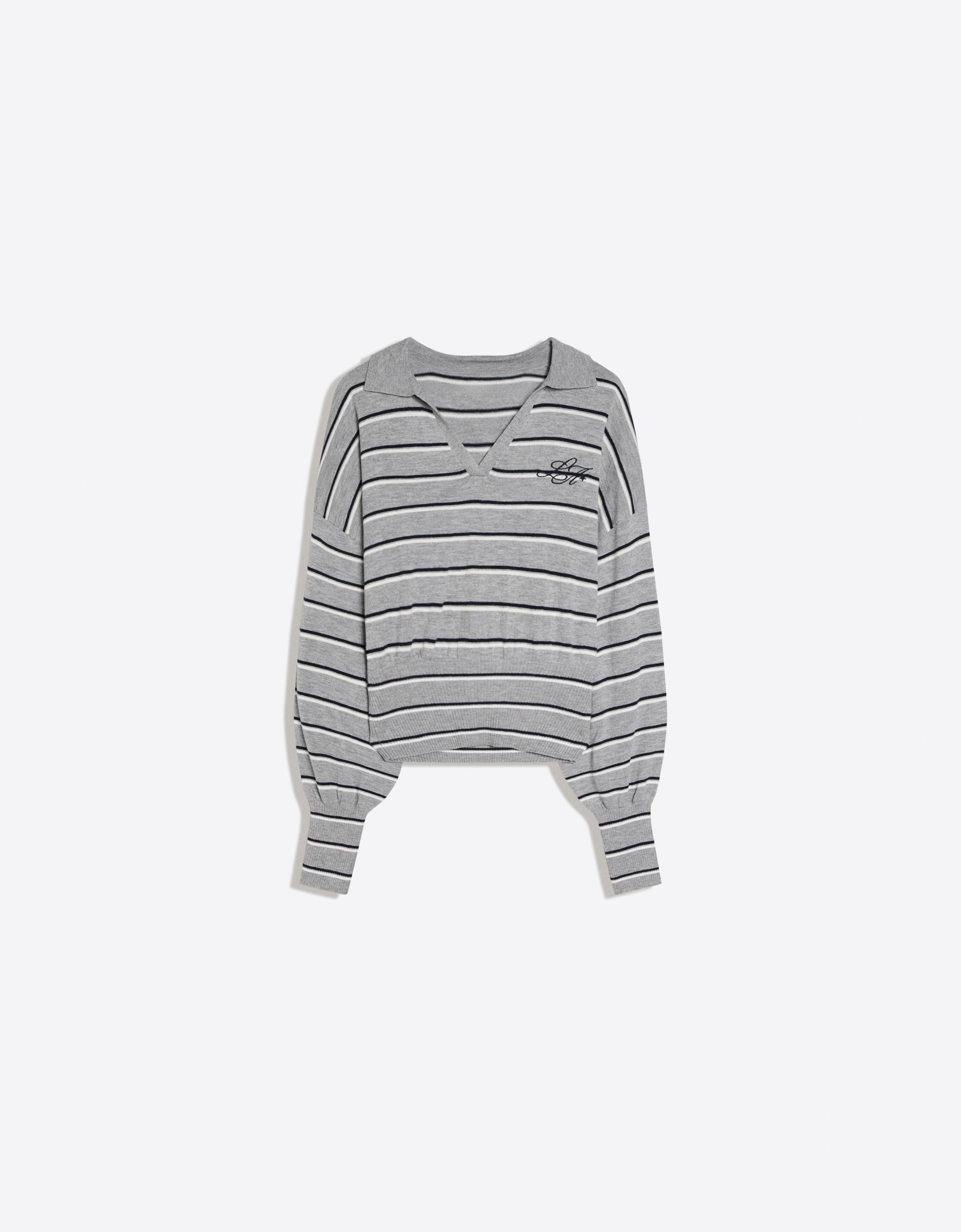 Ribbed polo collar jumper — Grey
