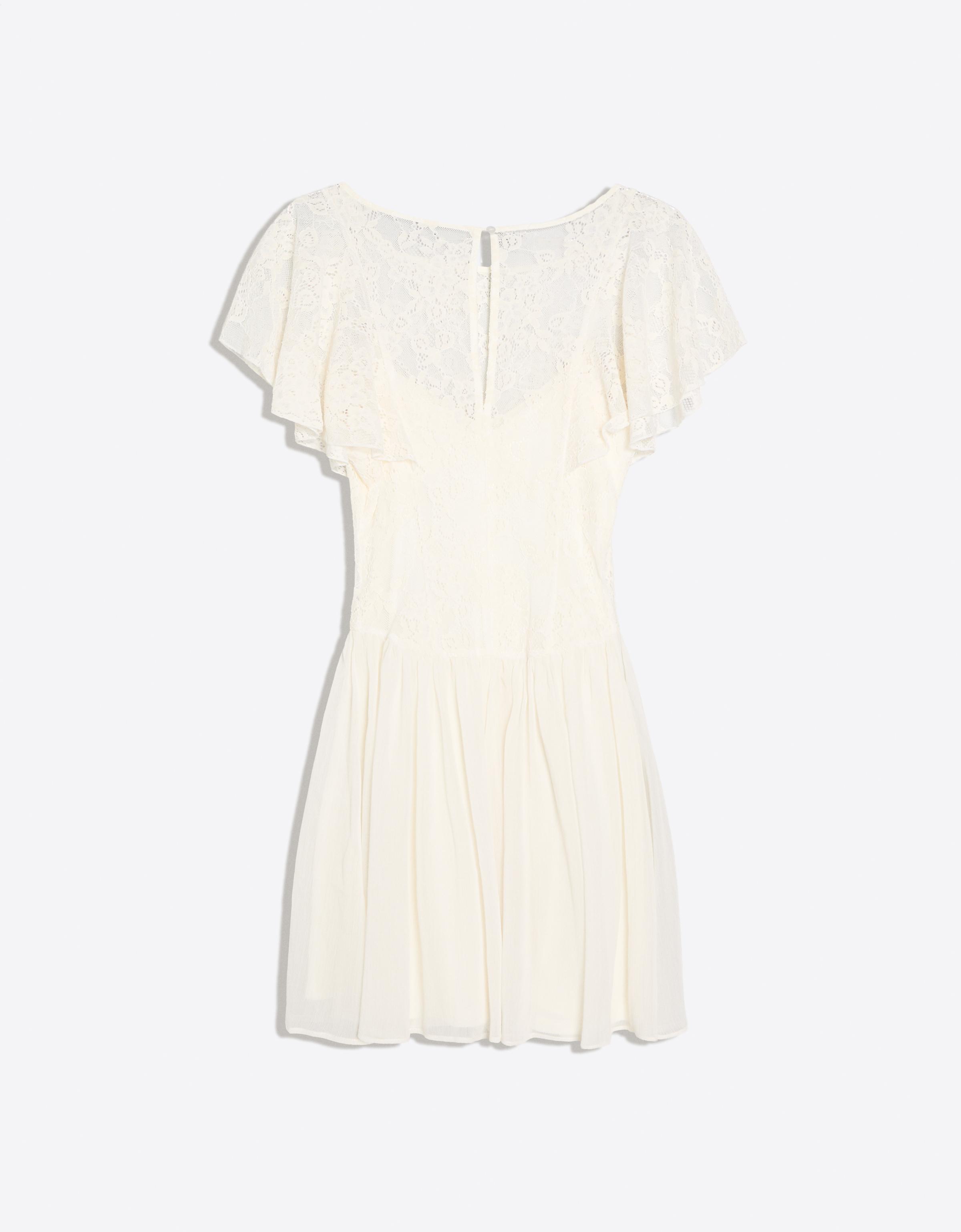 Cape sleeve mini dress — Cream