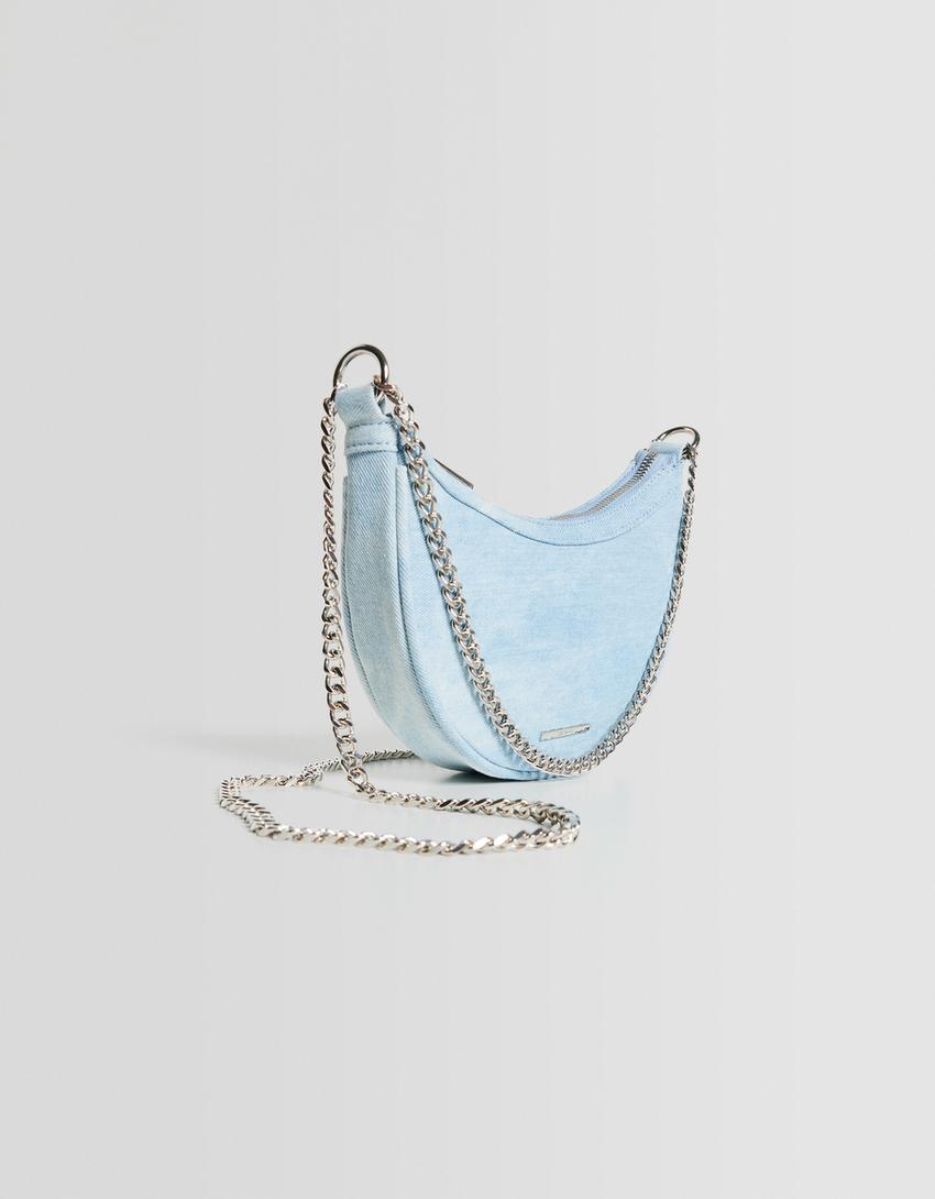 Mala a tiracolo denim multiposições-Azul claro-4