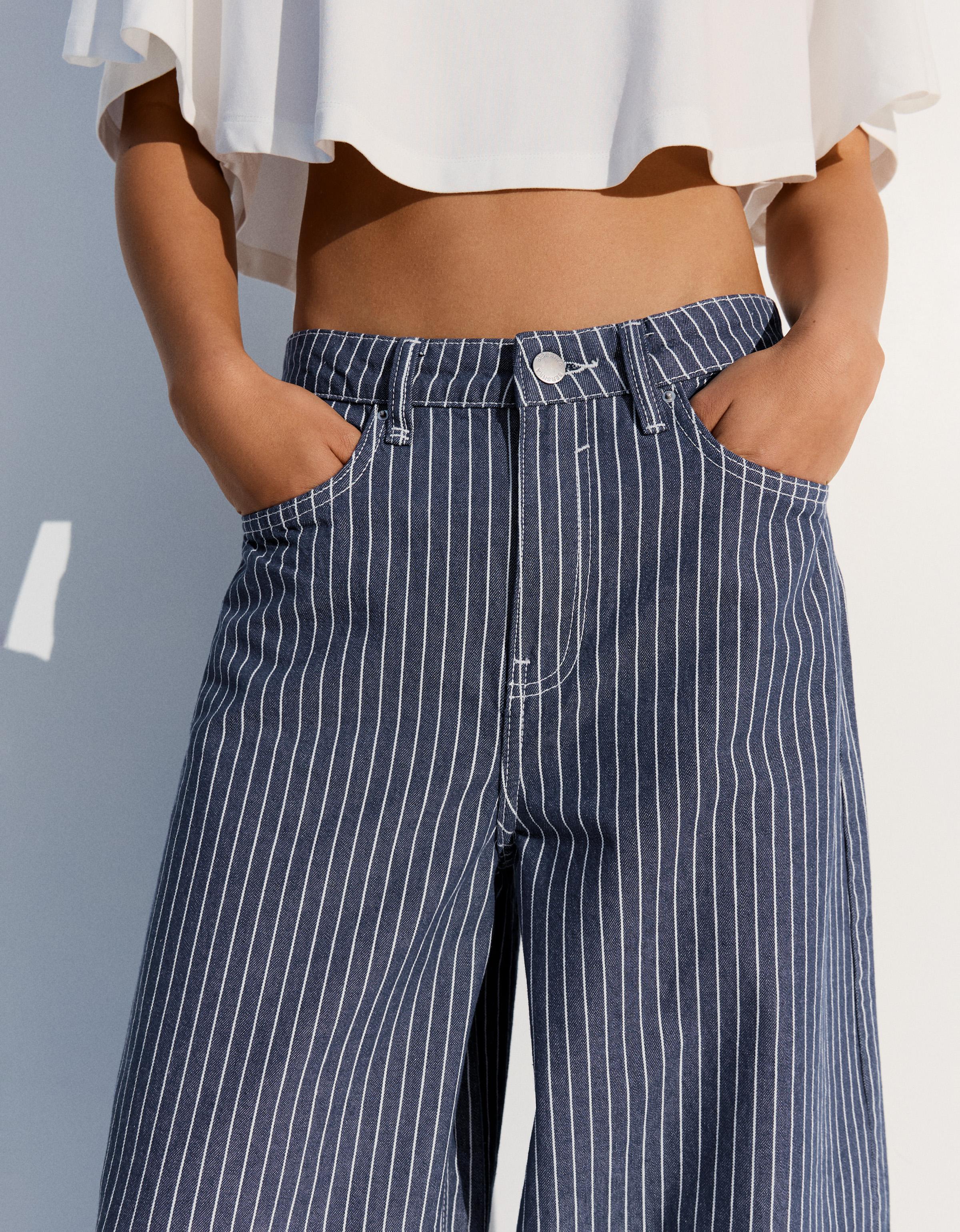 Stripe balloon trousers