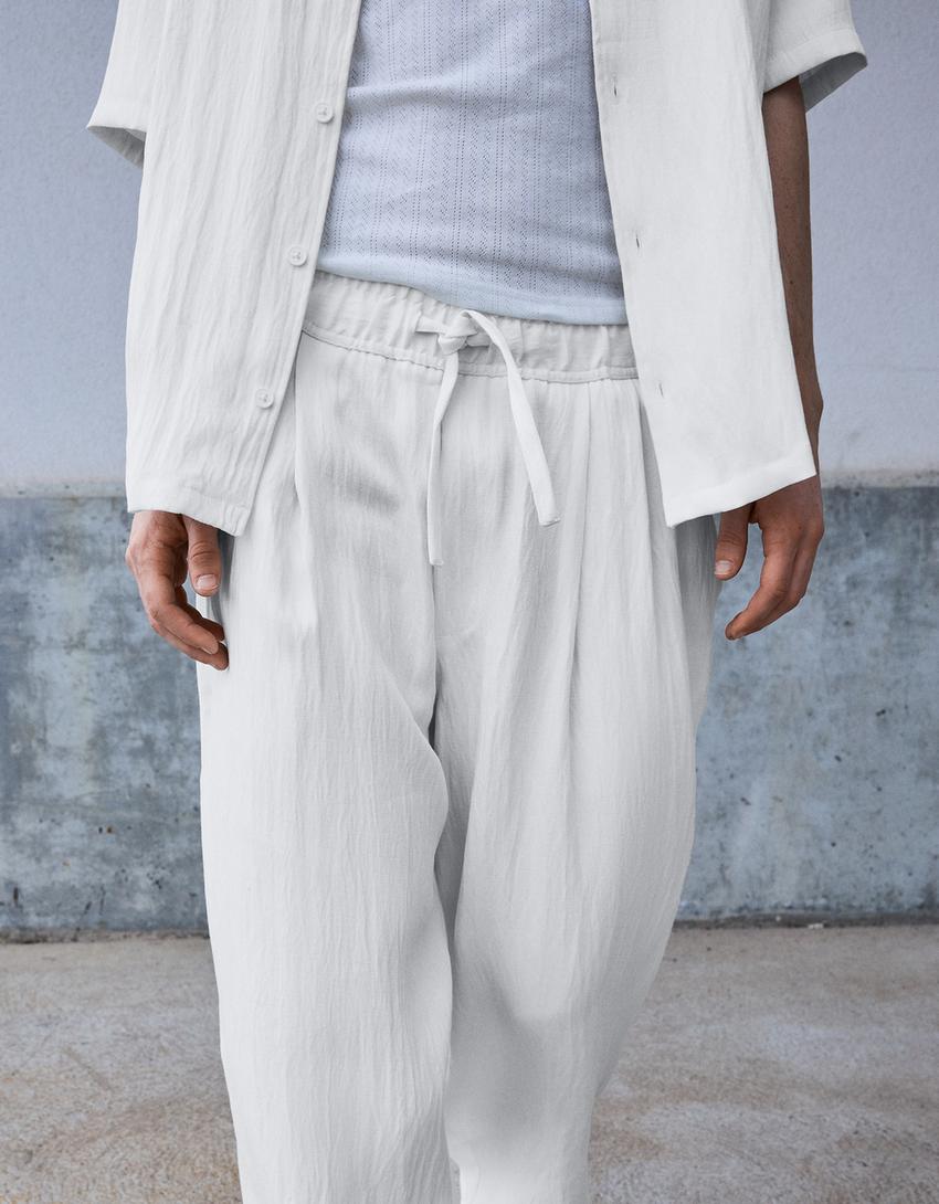 Rustic baggy trousers-White