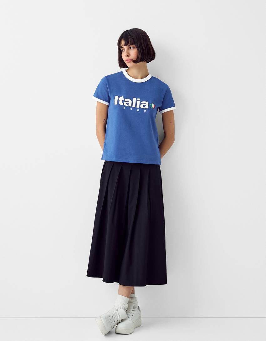 T-shirt manches courtes imprimé-Bleu lavé-4