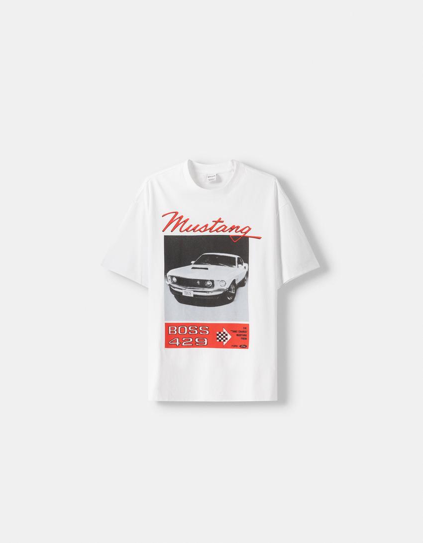 T-shirt Mustang manches courtes boxy imprimé-Écru-4