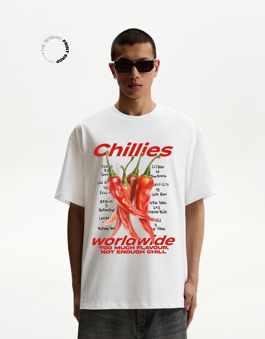 Short sleeve T-shirt with print-White