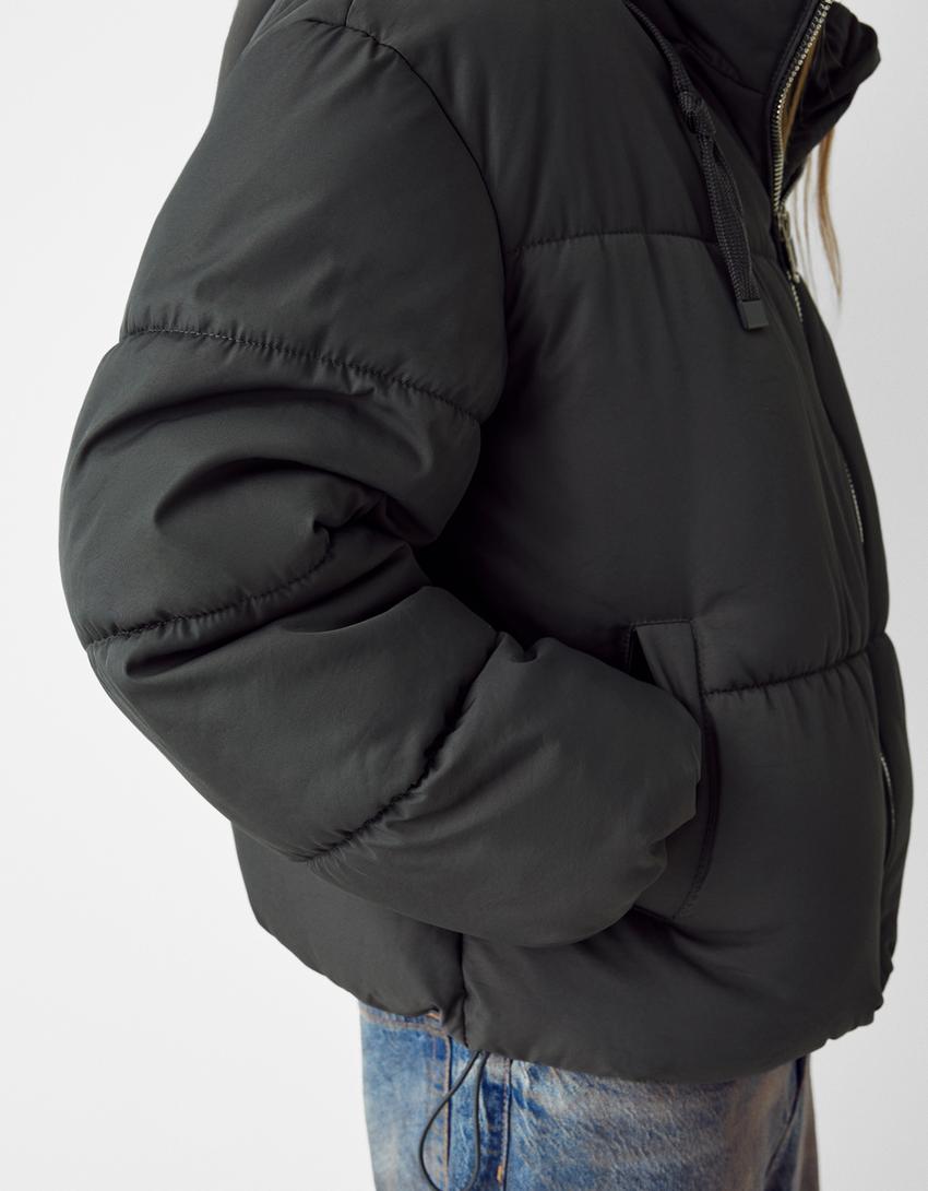 Oversize hooded puffer jacket-Dark grey-5