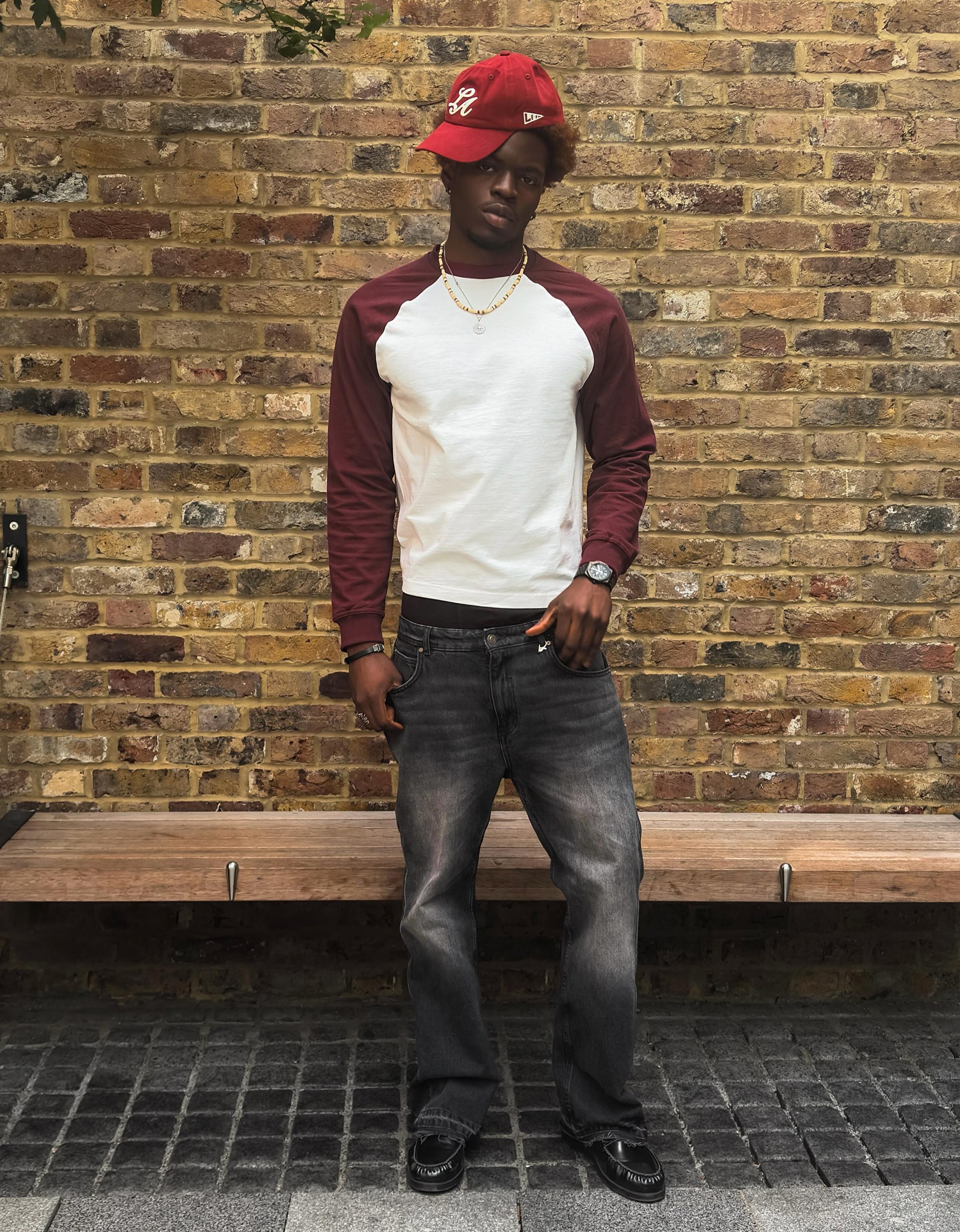 Raglan long-sleeve T-shirt — Burgundy