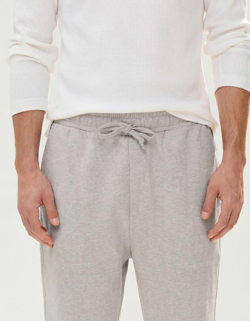 Interlock broek met wijde pijpen-Grijs