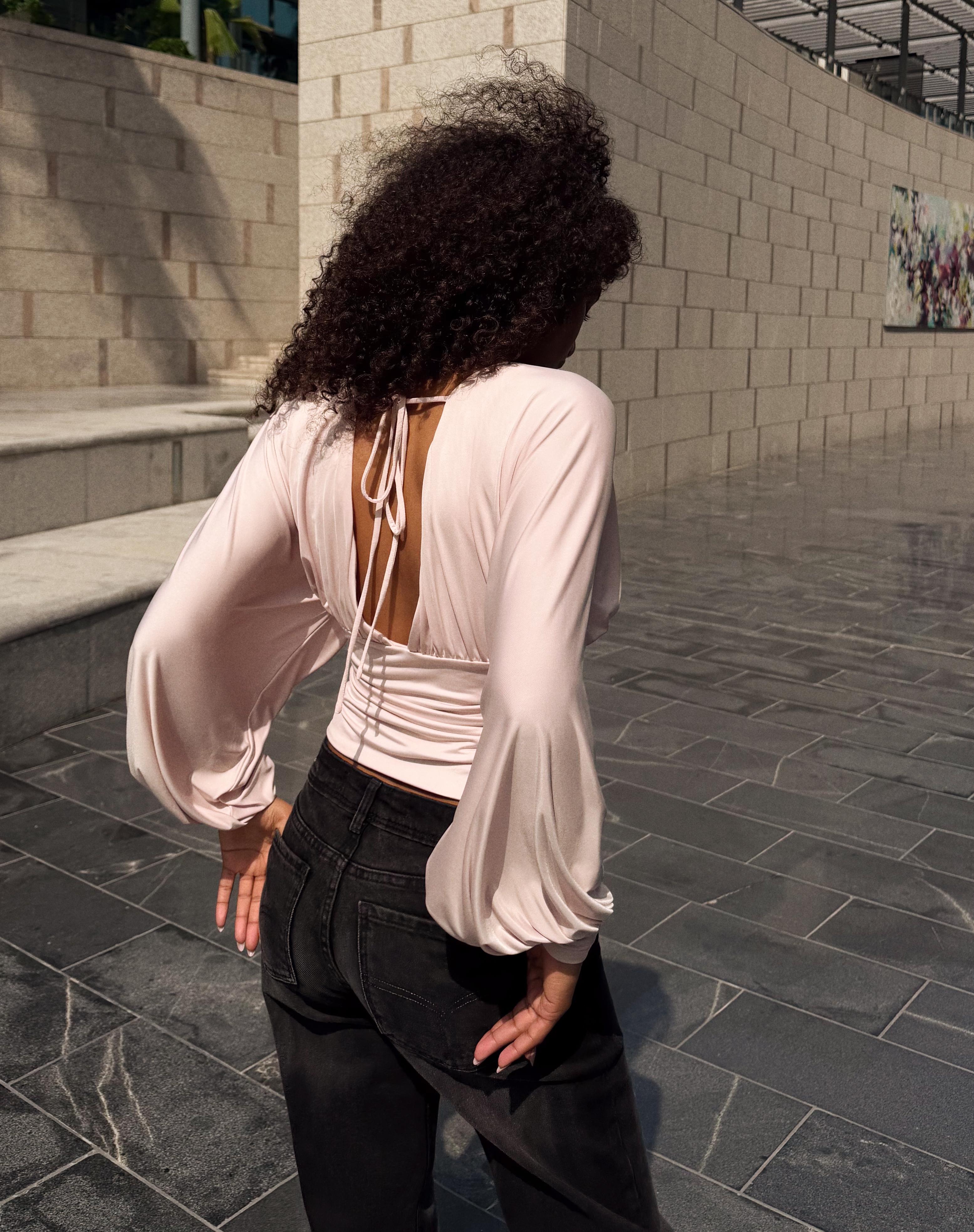 Uzun kollu büzgülü top - Görsel 34