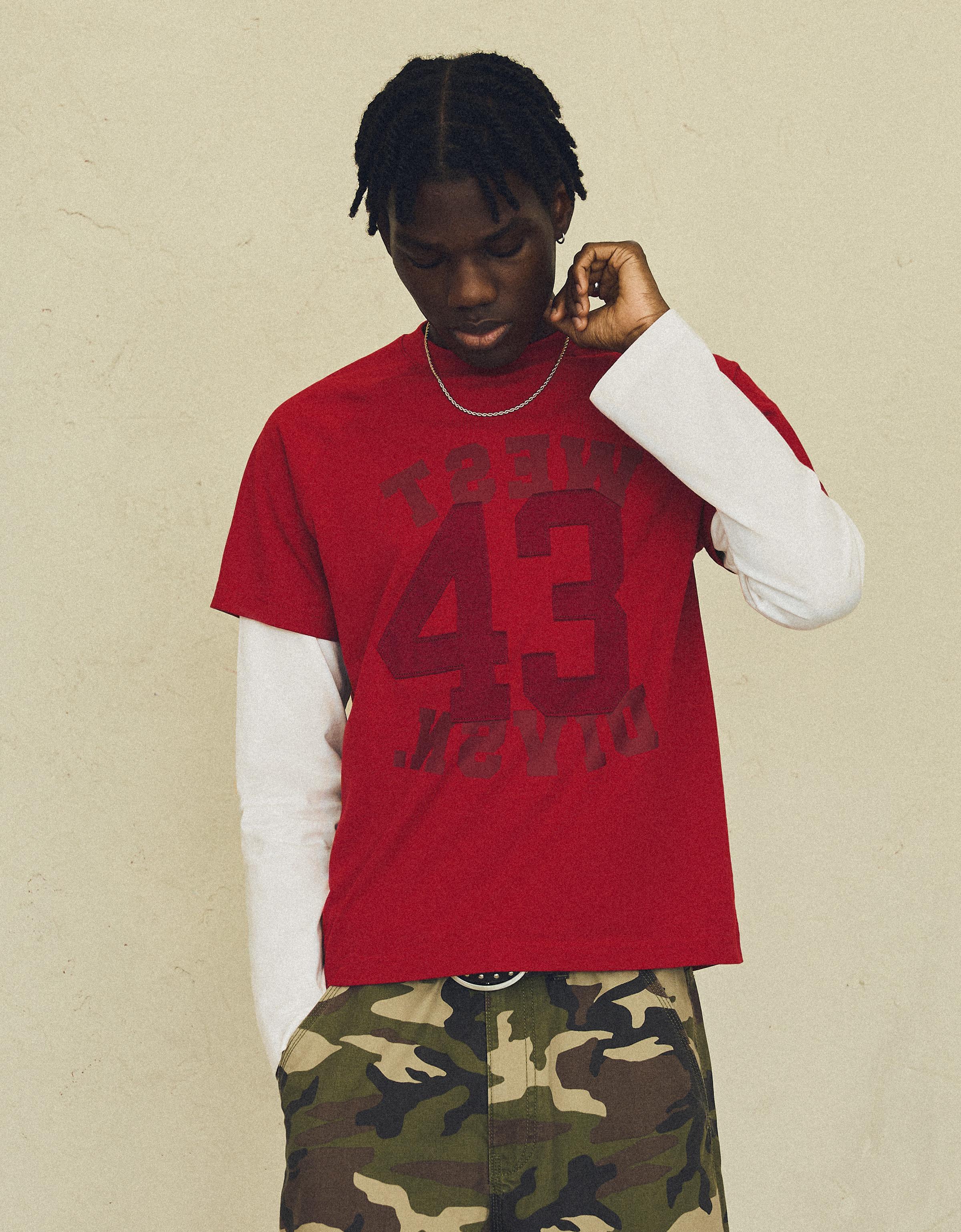 Double sleeve print T-shirt — Red