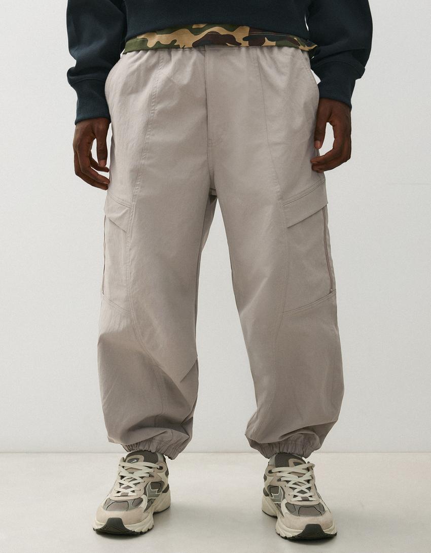 Teknik kargo straight fit pantolon-Gri