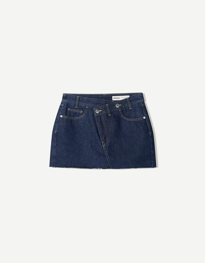 Denim mini skort-Navy