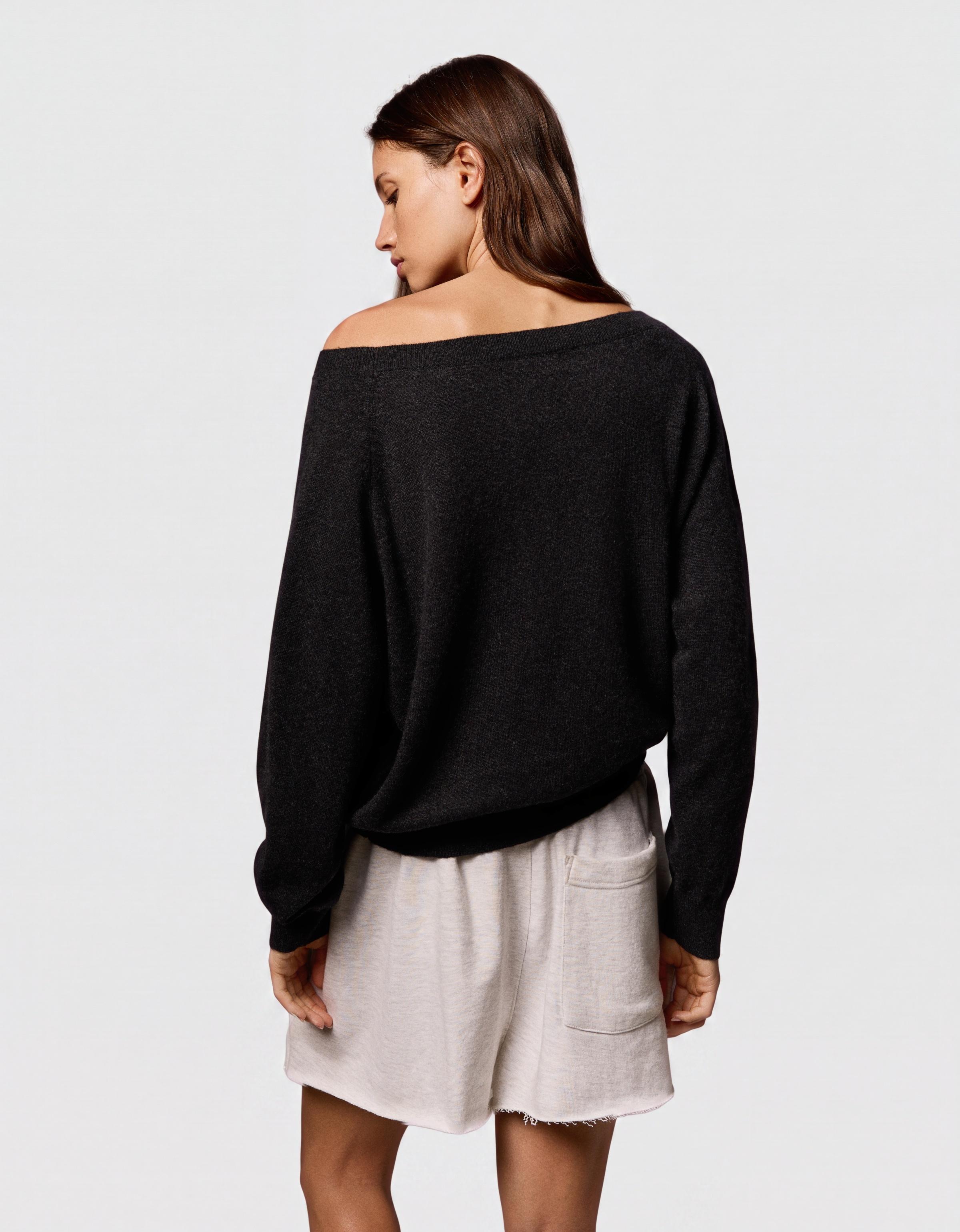 Graphic boat neck jumper — Dark grey