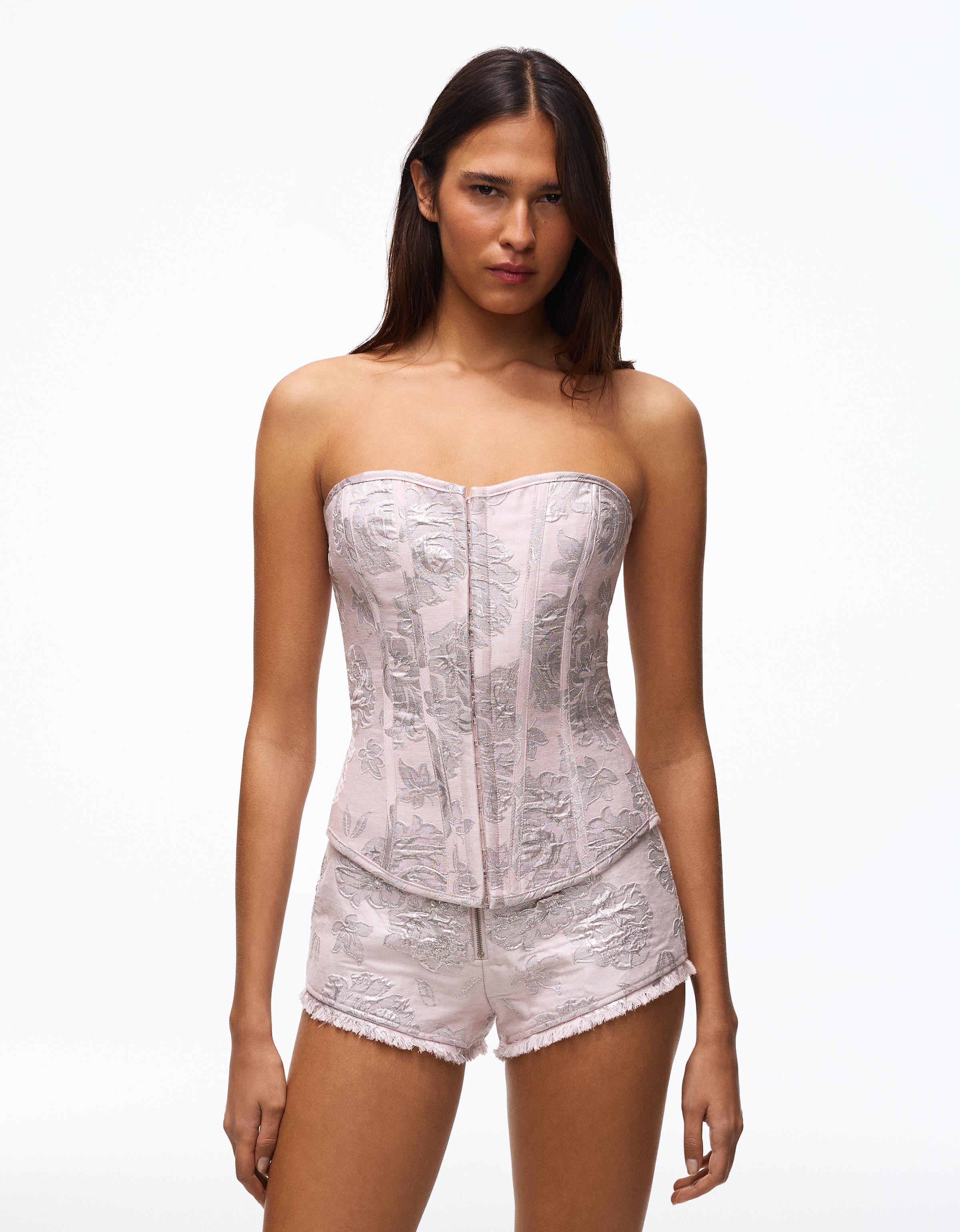 Top corsé jacquard escote corazón